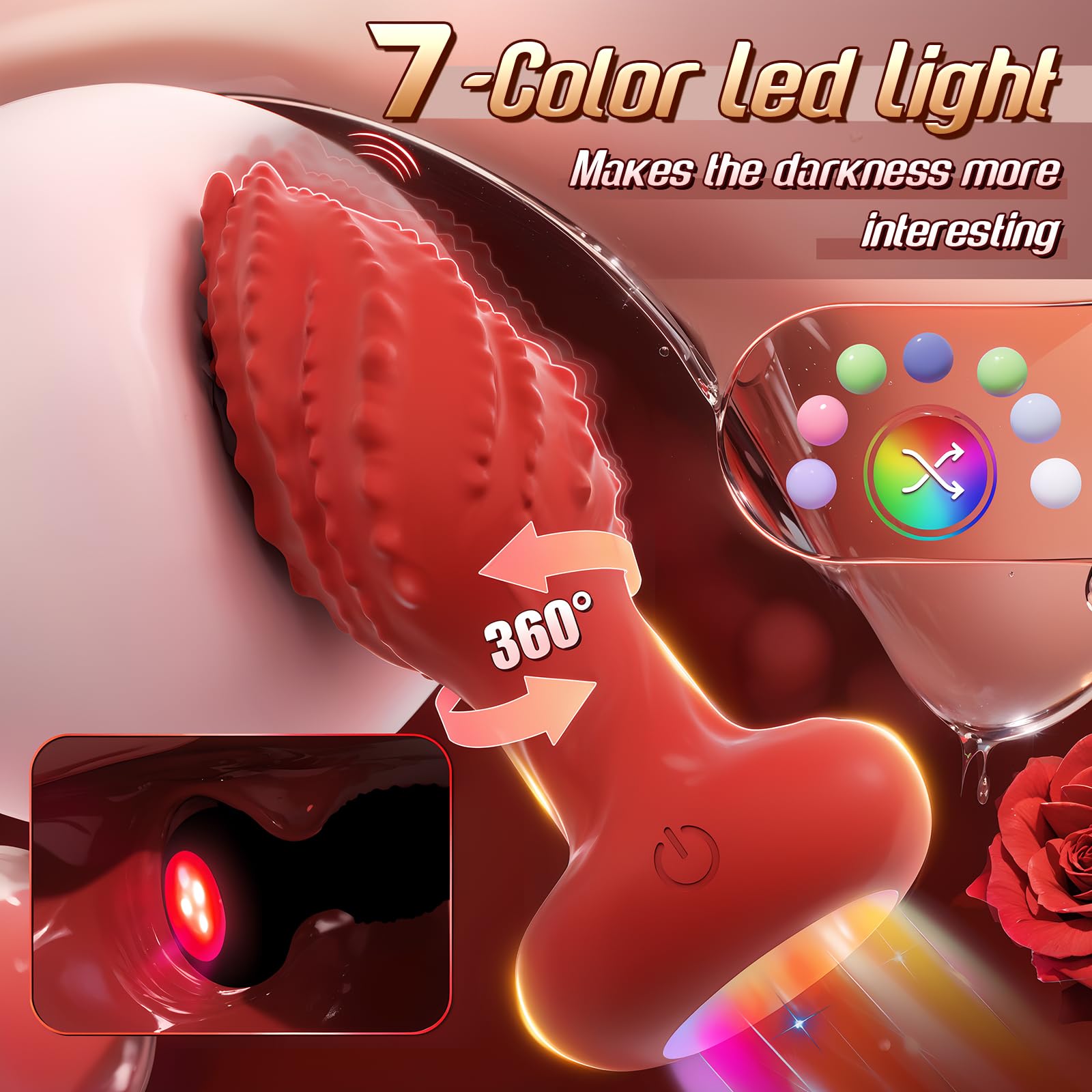 Remote Control Vibrating Butt Plug Anal Toy - 360° Rotating Prostate Massager with 10 Vibration Modes & LED Light for Women & Couples - Perfect for Solo Play, Couples Intimacy, and BDSM Exploration