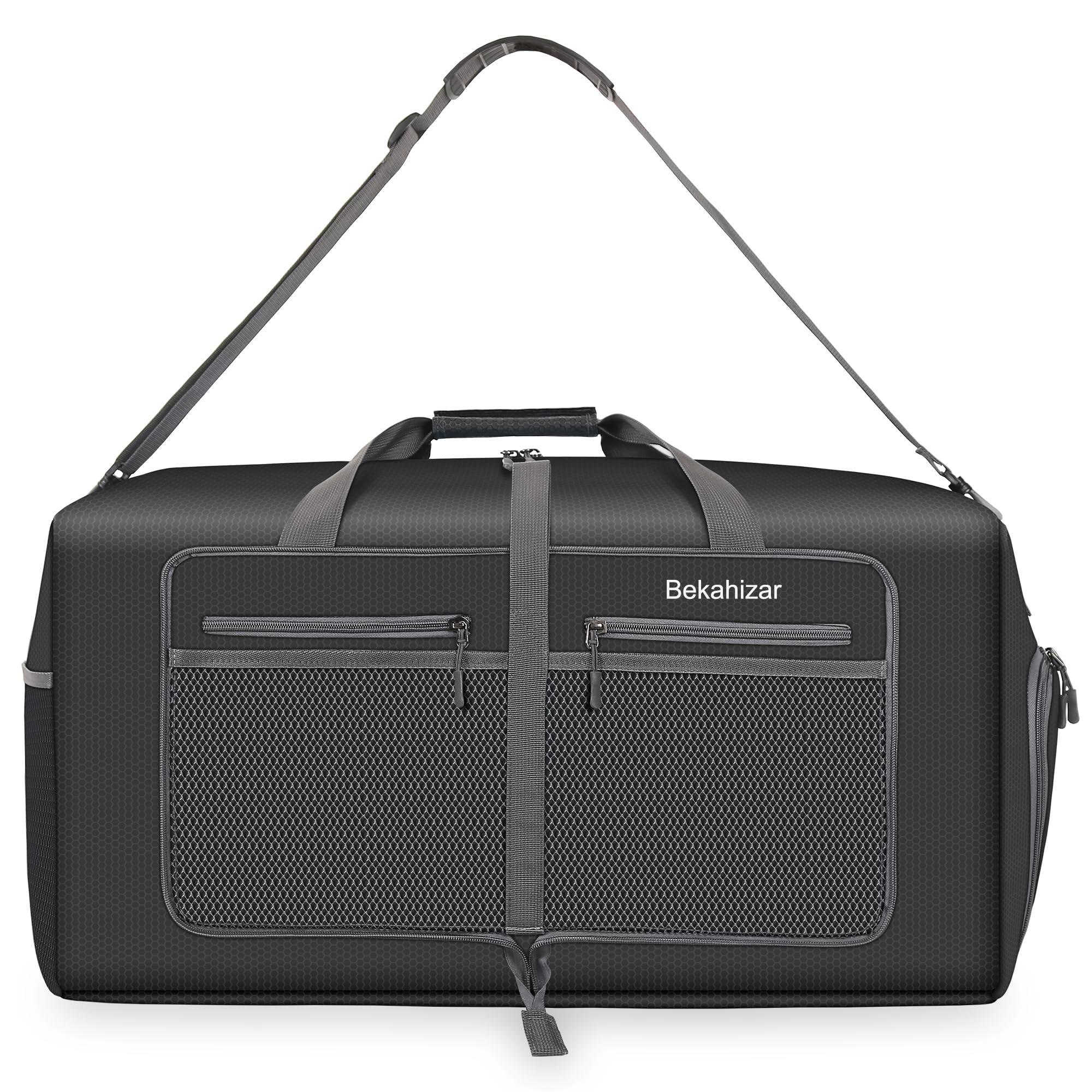 **60L Large Duffle Bag for Travel - 25 Inch Lightweight Foldable Weekender Duffel with Shoe Compartment & Adjustable Shoulder Strap - Perfect for Gym, Weekend Trips & Outdoor Adventures (Black, Unisex)**