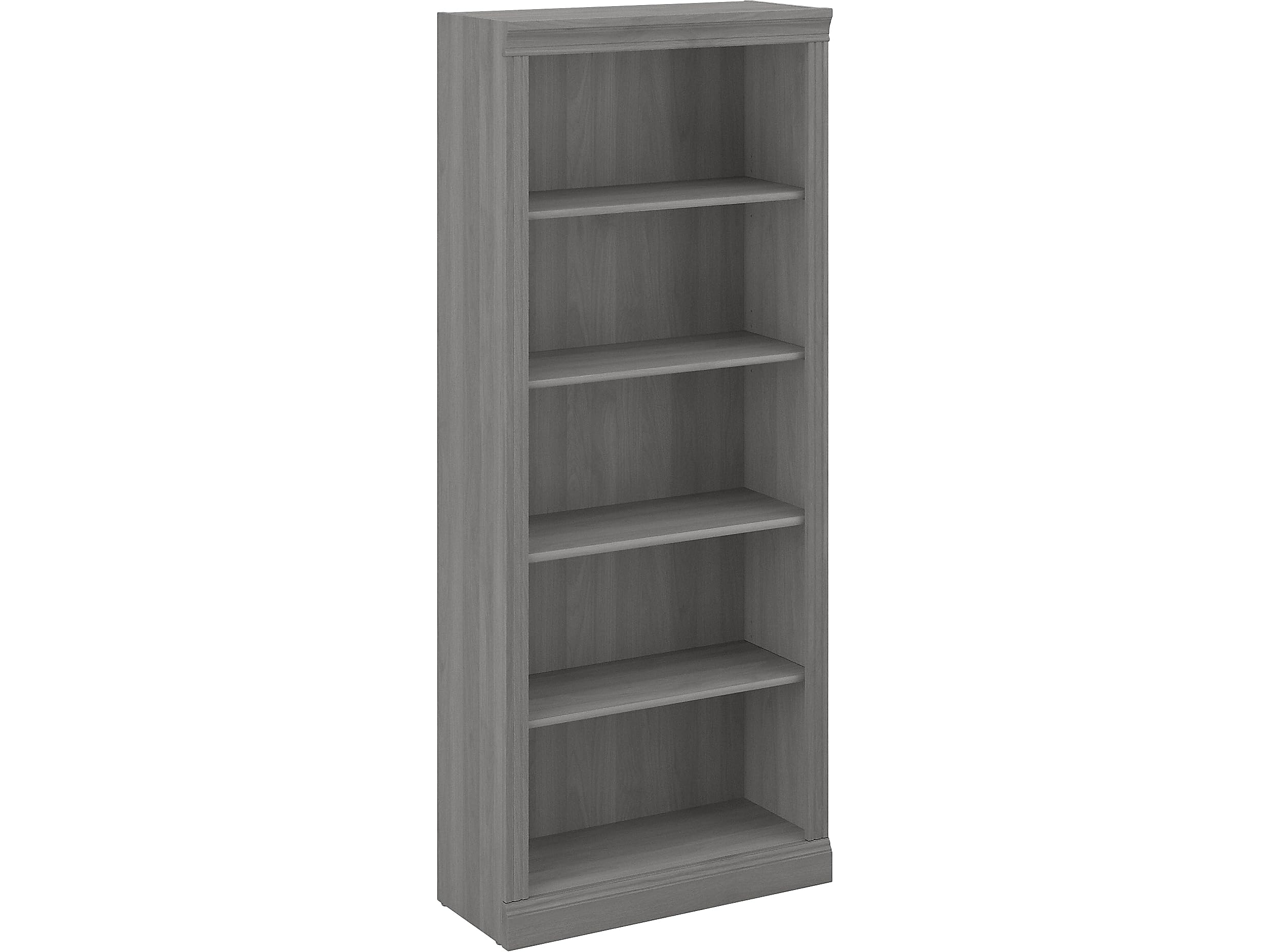 Bush Furniture Saratoga 5-Shelf Tall Bookcase in Modern Gray - Home Office Organizer & Vertical Storage Solution for Books, Office Supplies | Perfect for Living Room, Bedroom, or Study Room Decor