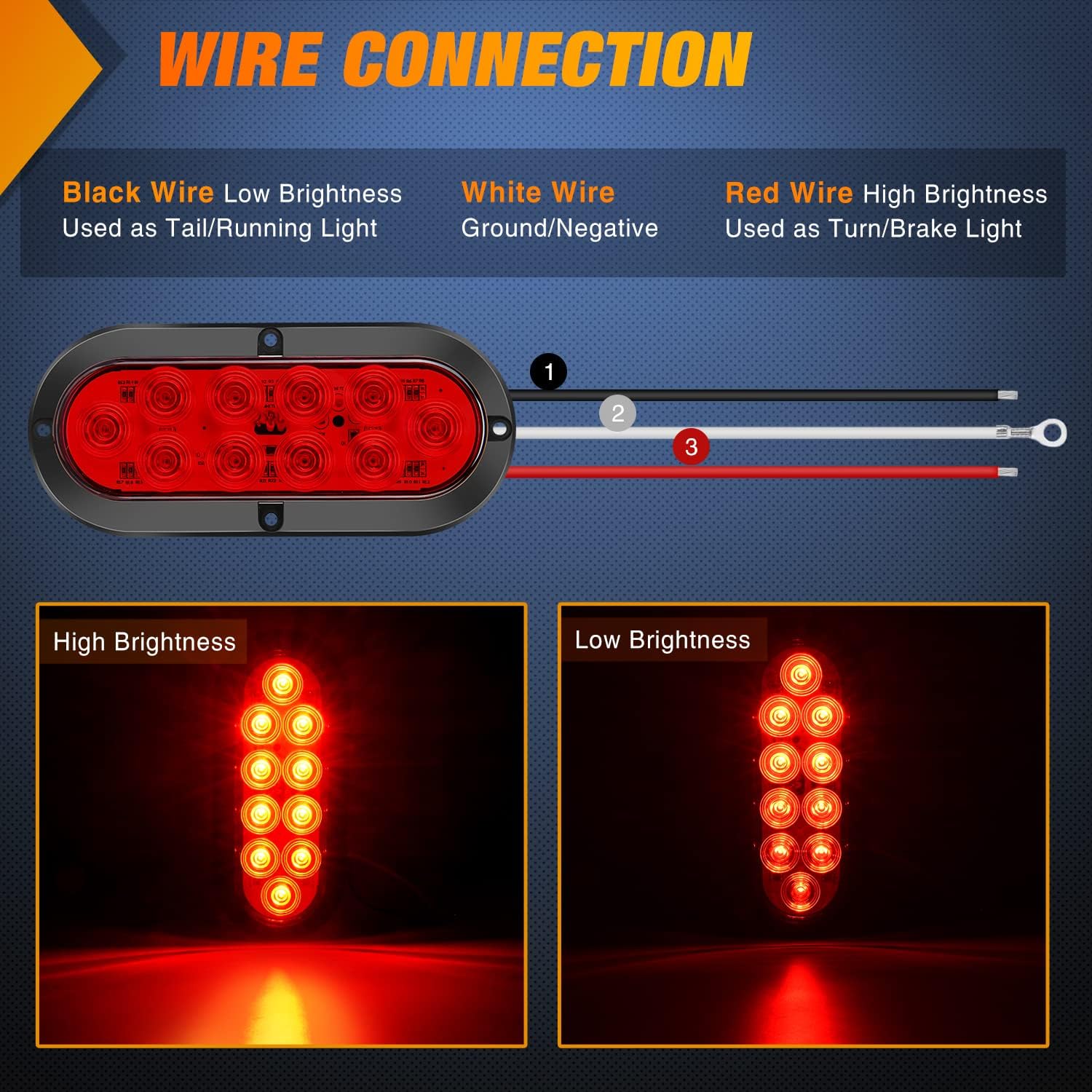 6 Inch Oval Red White LED Trailer Tail Lights - 6 Pack - Waterproof & Durable for Trucks, Trailers, RVs - Perfect for Night Driving & Safety Upgrades