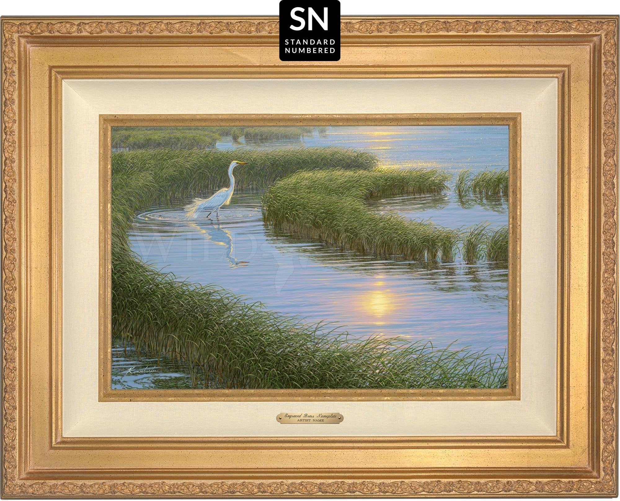 Evening Solitude - White Egret Art Print | Standard Numbered Edition (SN) | Home Decor, Office Wall Art, Gift for Nature Lovers