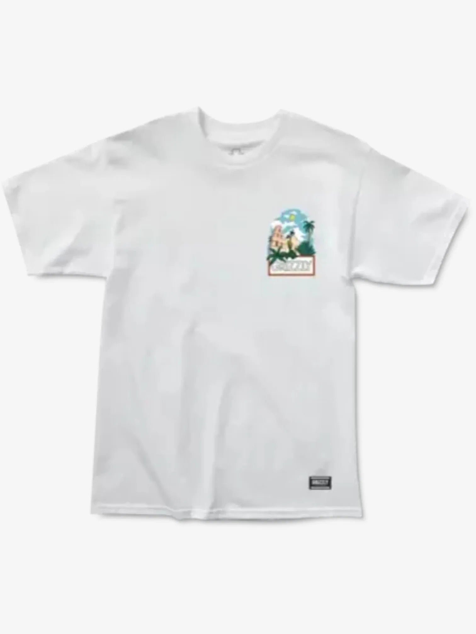 Grizzly Cabana Sky White T-Shirt for Men - Breathable Cotton Casual Tee for Summer, Beach, and Outdoor Activities