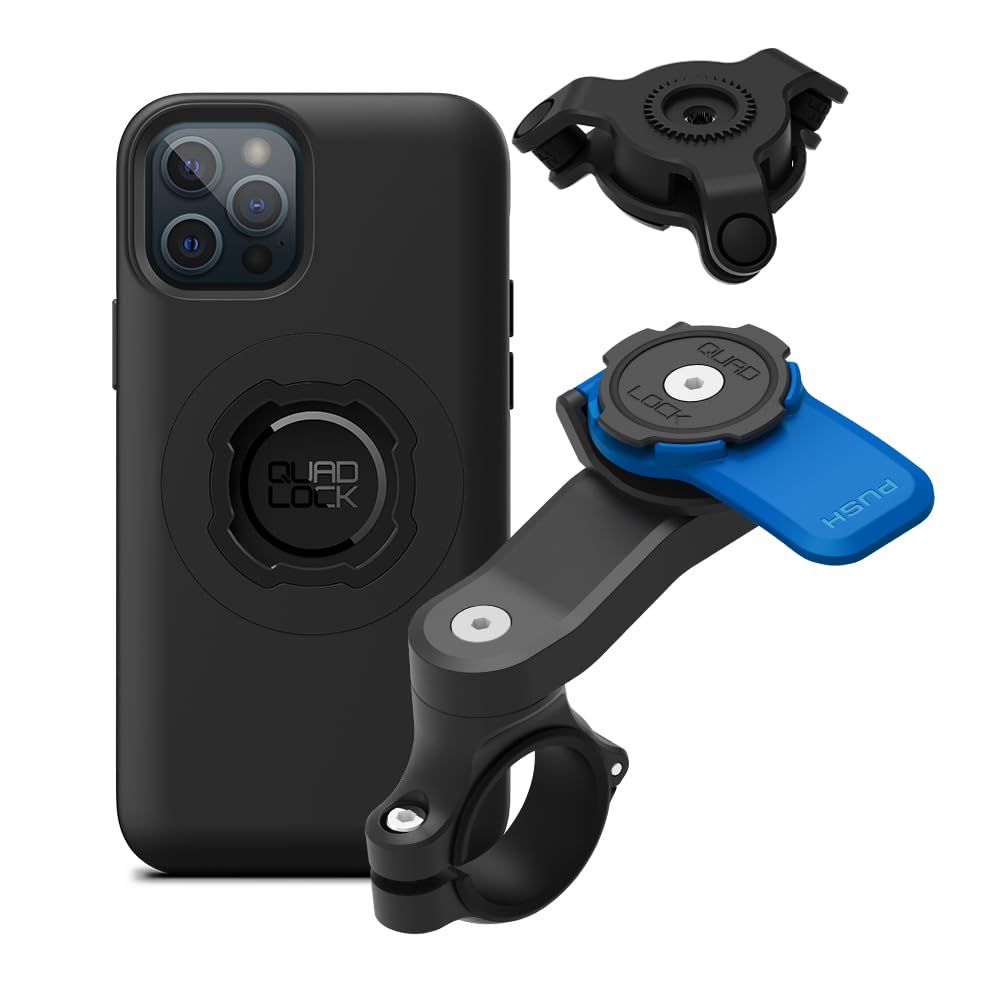 Quad Lock Motorcycle Handlebar Mount Kit with Vibration Dampener - Compatible with iPhone 12/12 Pro & MAG Phone Case | Secure Phone Holder for Biking, Commuting & Adventure Riding