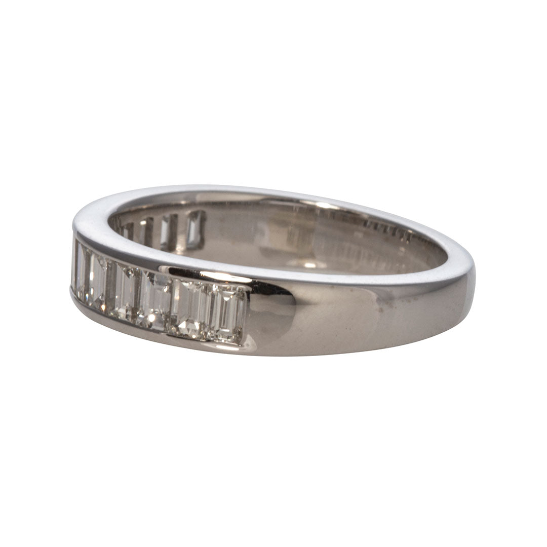0.82ctw Baguette Diamond Channel Set 14K White Gold Half Eternity Band Ring for Women - Perfect for Wedding, Anniversary & Special Occasion Gifts