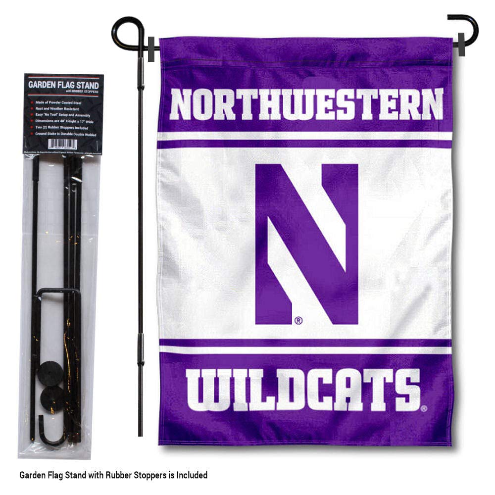 Northwestern Wildcats Garden Flag with Stand Holder - College Flags & Banners Co. - Perfect for Game Day Decor, School Spirit, and Outdoor Yard Displays