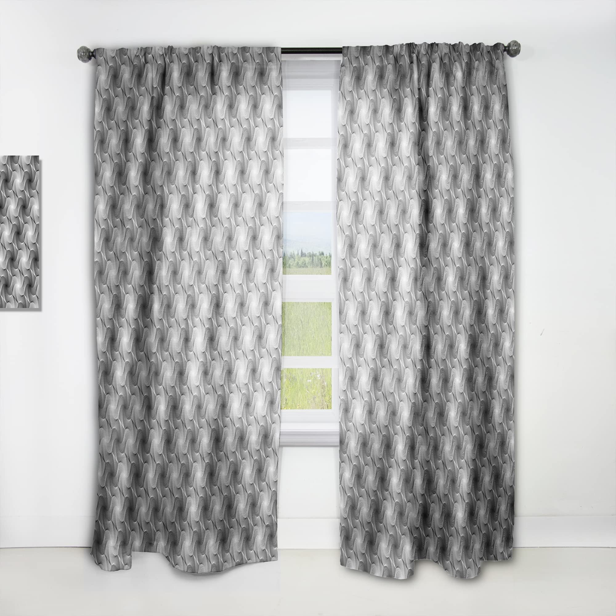 DesignQ Black and White Hexagon Geometric Pattern Thermal Insulated Curtains - Single Panel 52x63 Inches for Bedroom & Living Room - Modern Window Drapes for Home Decor