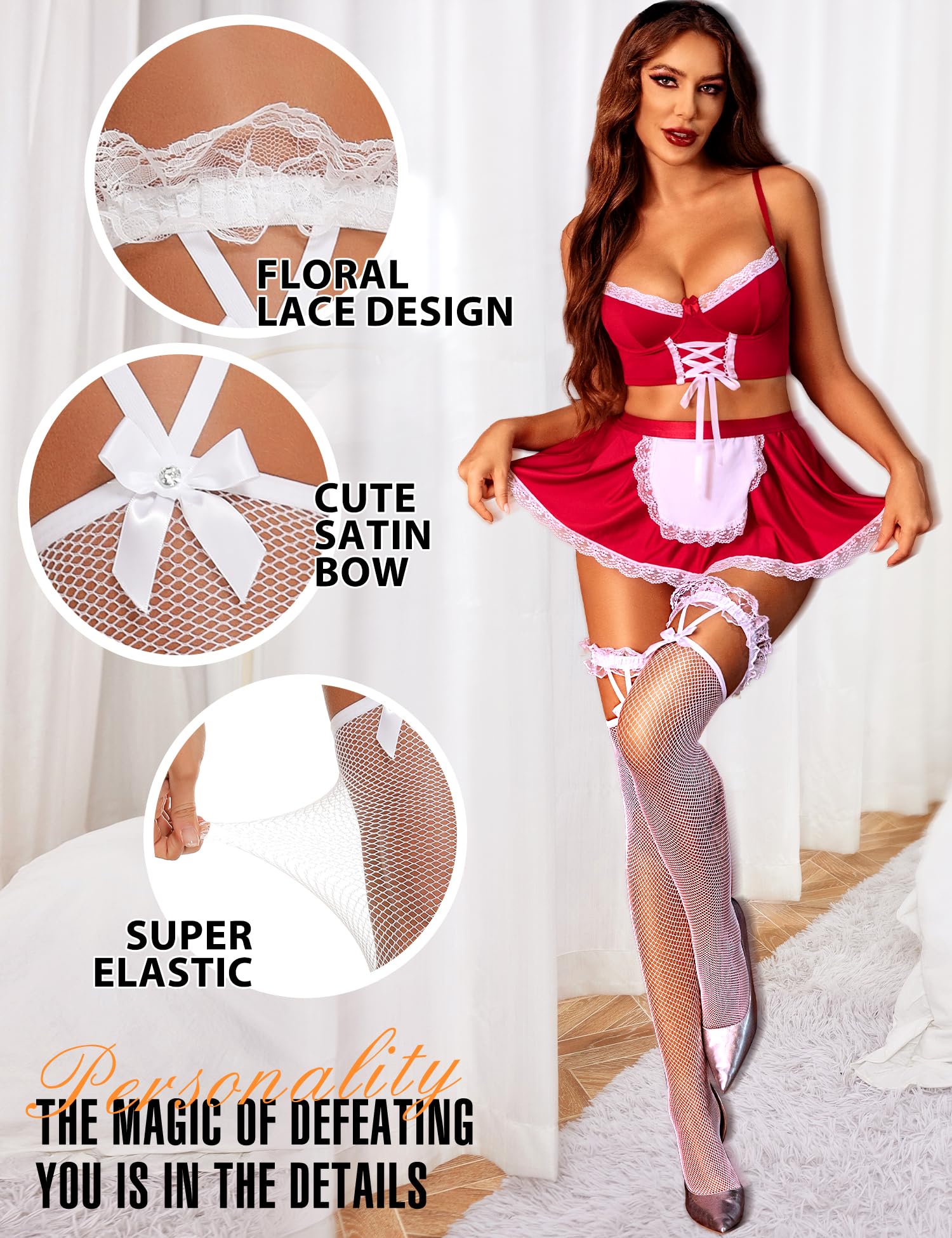 RSLOVE Women's Fishnet Stockings - Sexy Thigh High Pantyhose, Stretchy Tight Hosiery for Party, Halloween & Cosplay Outfits