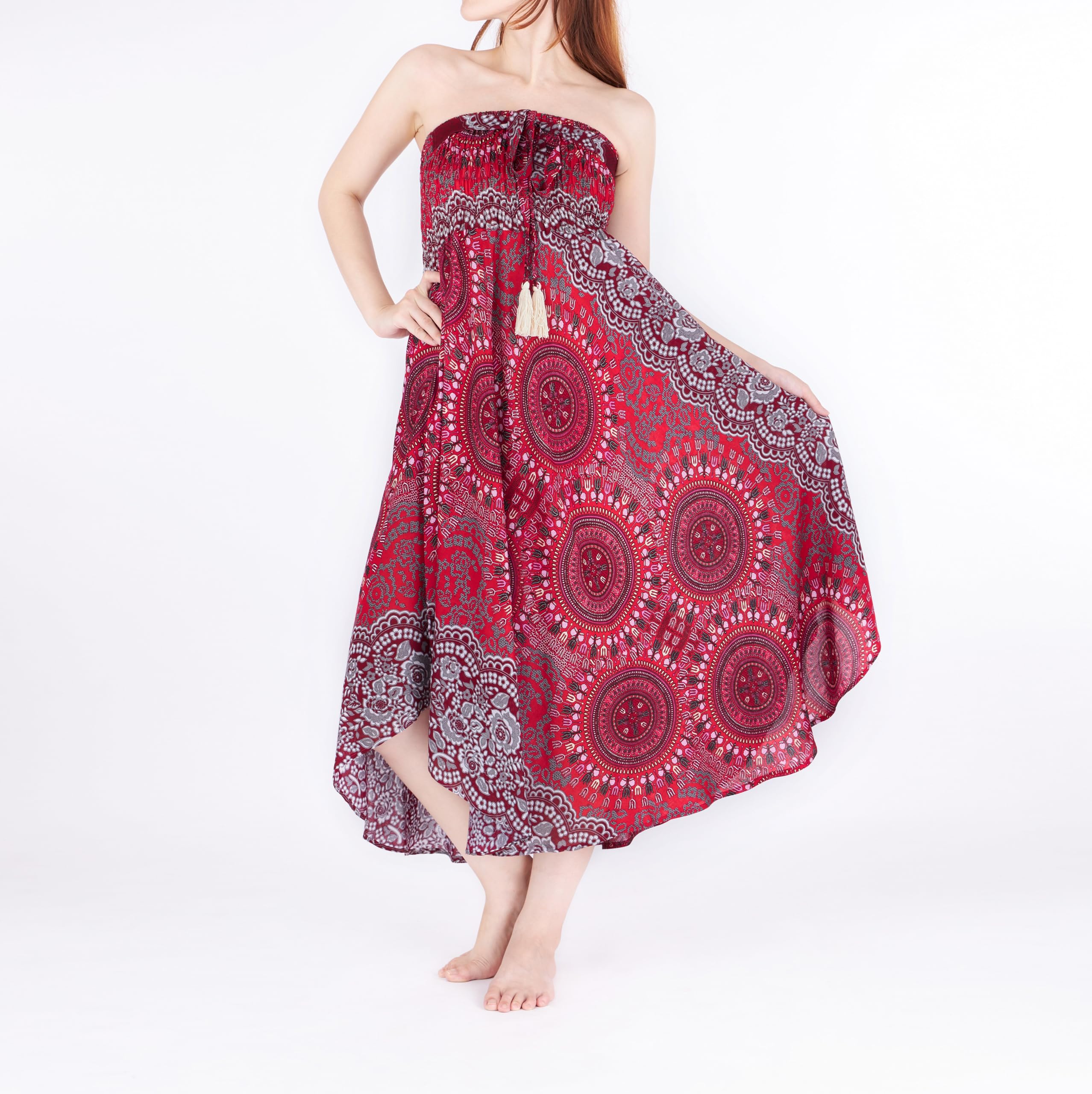 LannaClothesDesign Women's Bohemian Maxi Skirt - Flowy Long Gypsy Hippie Style Boho Skirt for Summer, Beach, Music Festivals & Casual Wear