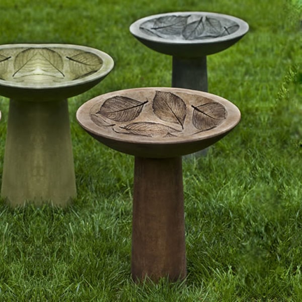 Campania International Hydrangea Leaf Birdbath - Elegant Garden Decor for Outdoor Bird Watching & Backyard Landscaping