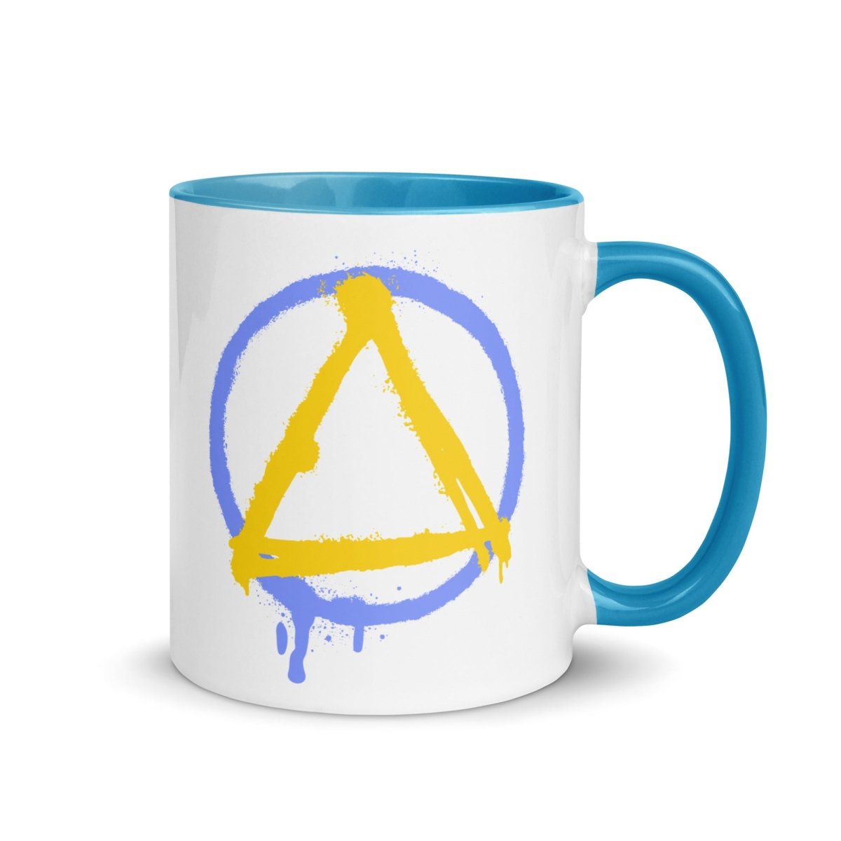 Sober Strong Motivational Coffee Mug - Blue & Yellow Sobriety Symbol Ceramic Cup - Perfect for Recovery Support, AA Meetings & Sober Living Inspiration