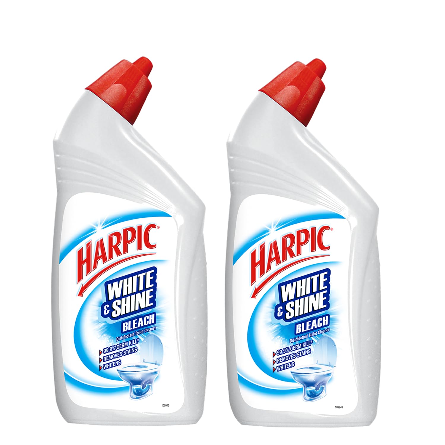 Harpic Toilet Cleaner Liquid 500ml (Pack of 2) - Bleach, Disinfectant & Whitener for Bathroom Cleaning | Removes Stains & Odors | Ideal for Toilets, Sinks & Tiles