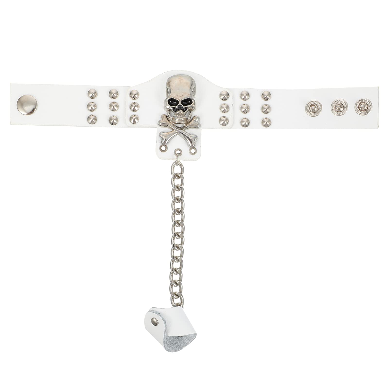FRCOLOR Halloween Skull Bracelet with Ring - Adjustable Gothic Leather Wristband for Women & Men - Skeleton Hand Bracelet for Halloween Party, Cosplay, Goth Fashion & Punk Accessories