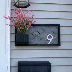 Weston Modern Address Plaque with Planter - Large Waterproof House Numbers Sign for Outdoor Home, Yard & Curb Appeal - Personalized Address Plaque for Front Door, Mailbox & Garden Decor