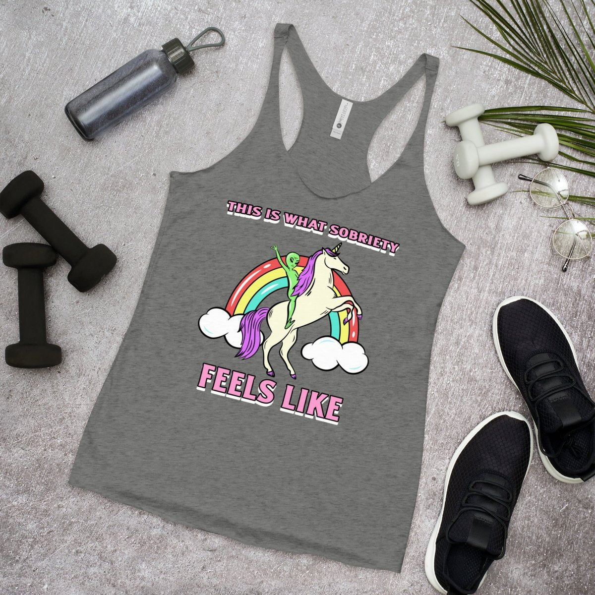 Interstellar Sobriety Racerback Tank Top - Comfortable Workout & Gym Shirt for Women - Perfect for Yoga, Running & Fitness Training