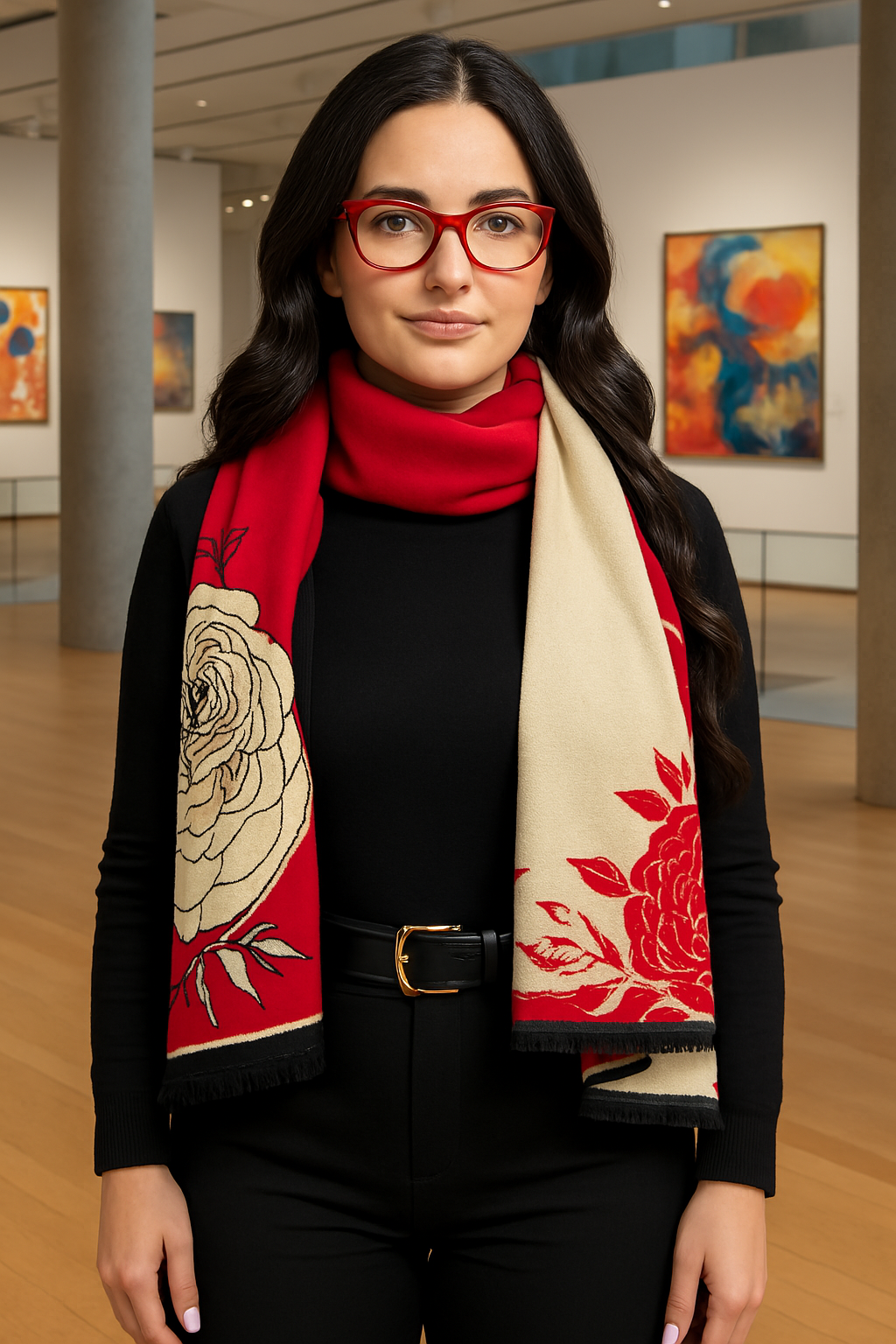 Stylish Bold Floral Reversible Scarf for Women - Lightweight Fashion Accessory for Spring, Fall & Winter - Perfect for Office, Travel & Special Occasions