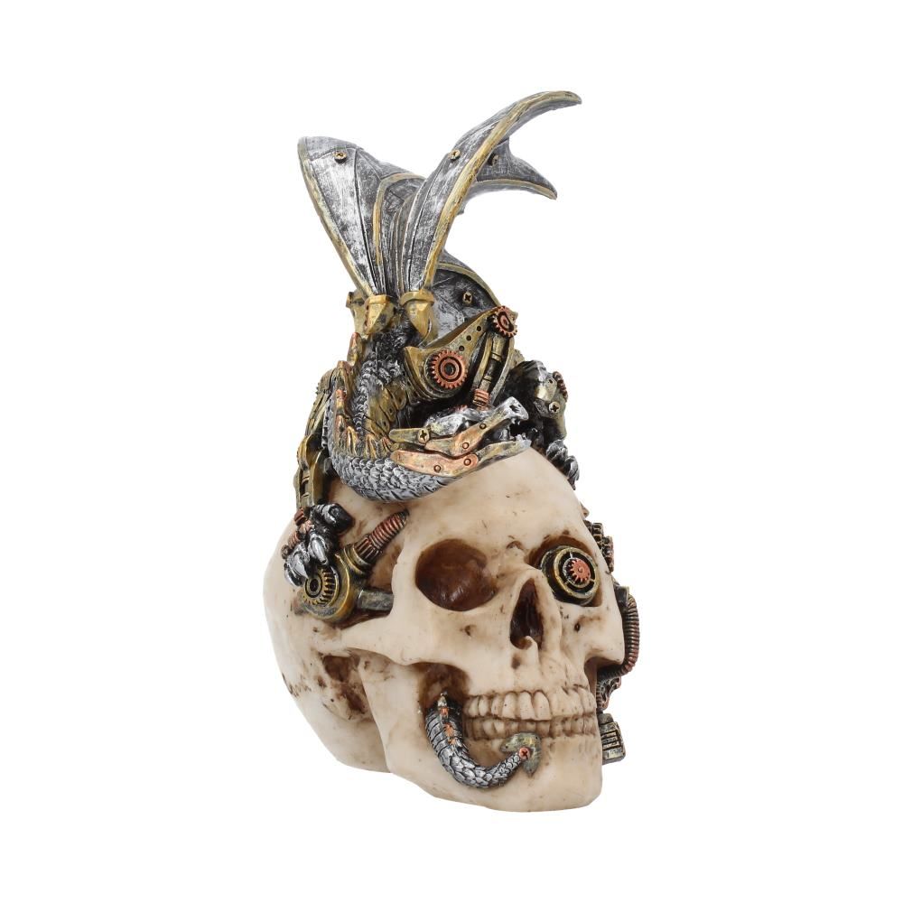 Nemesis Steel Wing Skull - 21cm Gothic Decor, Dark Fantasy Collectible for Home, Office & Halloween Display