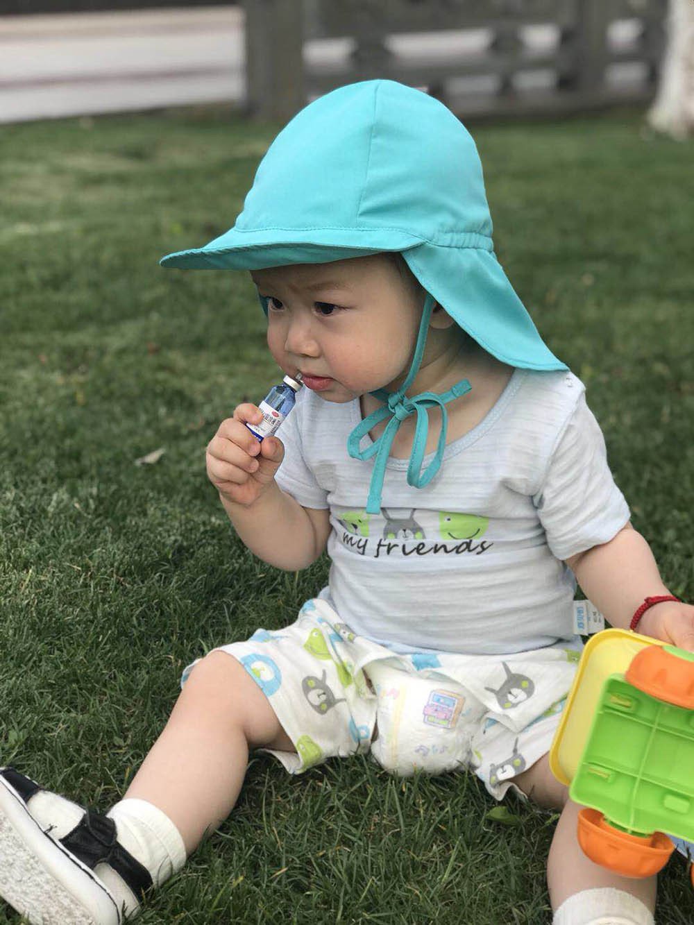 EVAbaby UPF 50+ Sun Protection Hat for Baby Boys & Girls - Adjustable Drawstring & Neck Flap - Summer Swim, Beach, Pool, Outdoor Activities UV Protection Cap