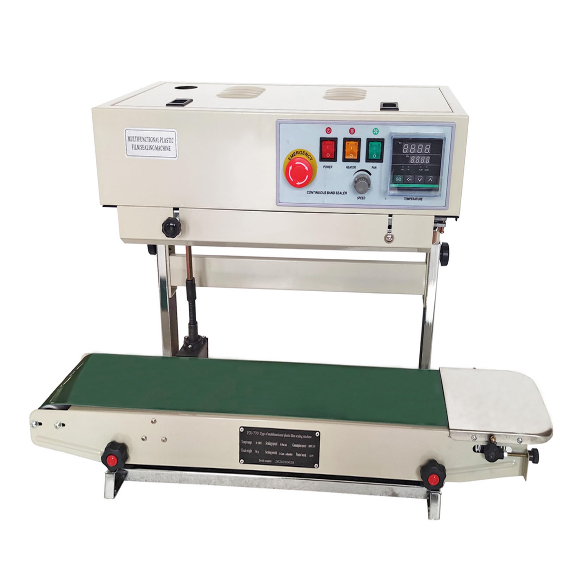 INTSUPERMAI FR770 Vertical Continuous Sealing Machine - Automatic Impulse Bag Sealer with Digital Display (110V) | Ideal for Packaging Food, Snacks, Coffee & Retail Products