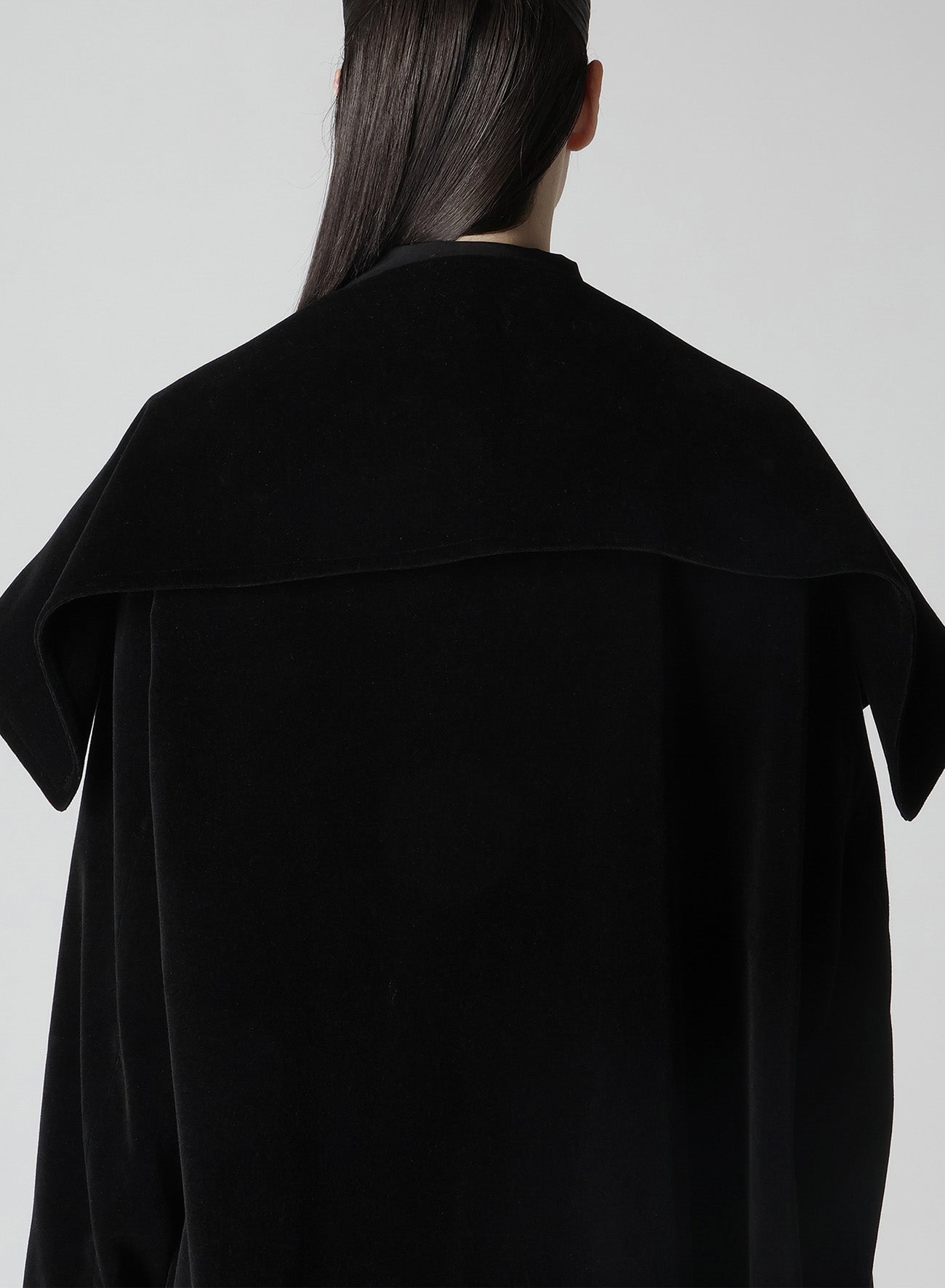 Velvet Front Gather Detail Coat for Women - Elegant Winter Outerwear for Parties, Weddings & Special Occasions