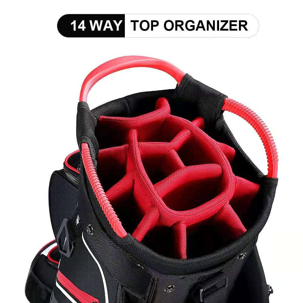 14-Way Divider Golf Push Cart Bag with Cooler, Backpack Strap & Dust Cover - Lightweight Portable Golf Carry Bag for Men & Women - Perfect for Golf Courses, Driving Ranges & Travel