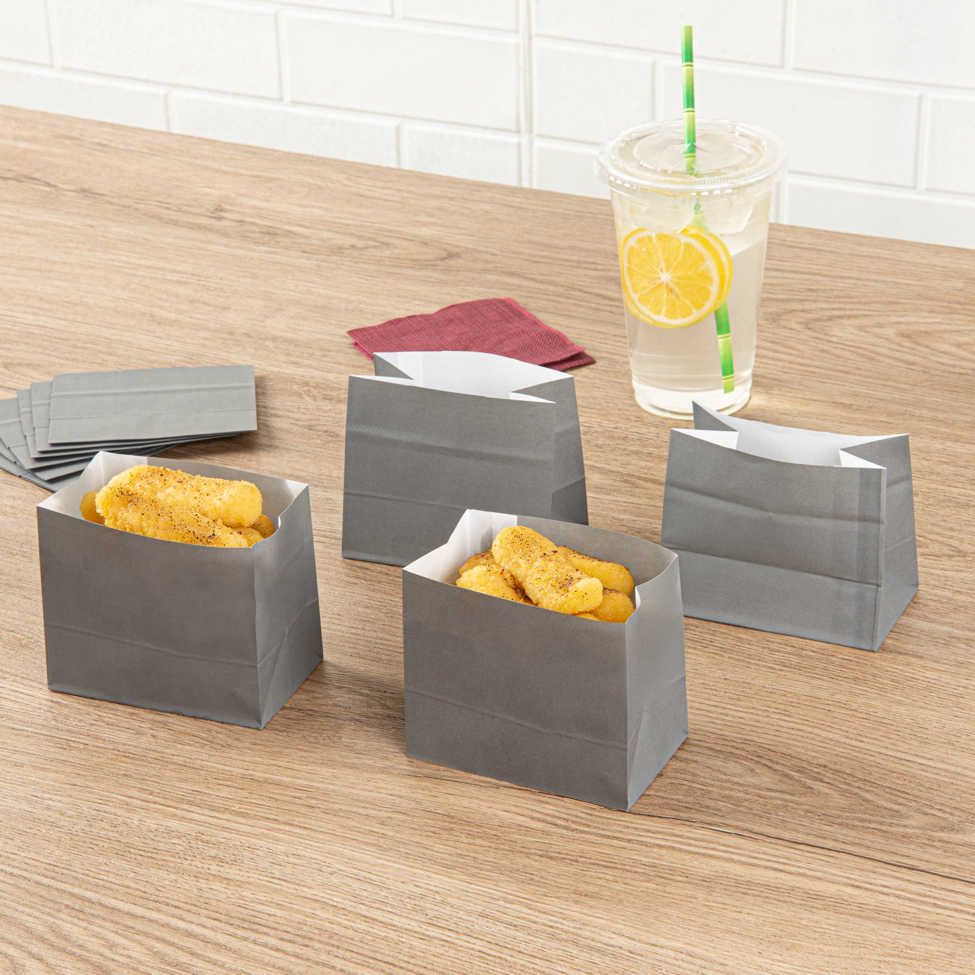 Premium Gray Paper Snack Bags 4.25