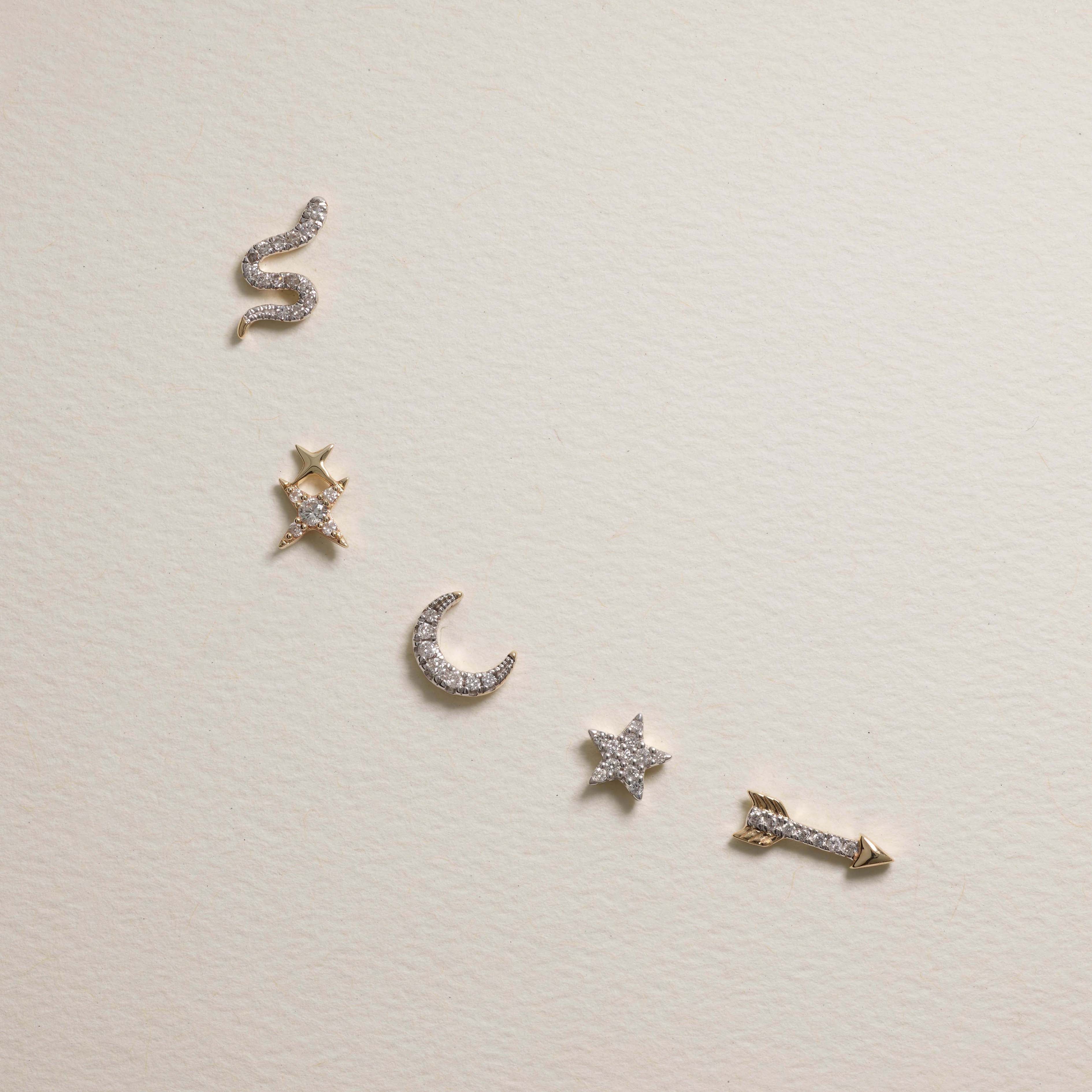 10k Gold Diamond Star Helix Single Stud Earring - Perfect for Everyday Wear, Parties & Special Occasions