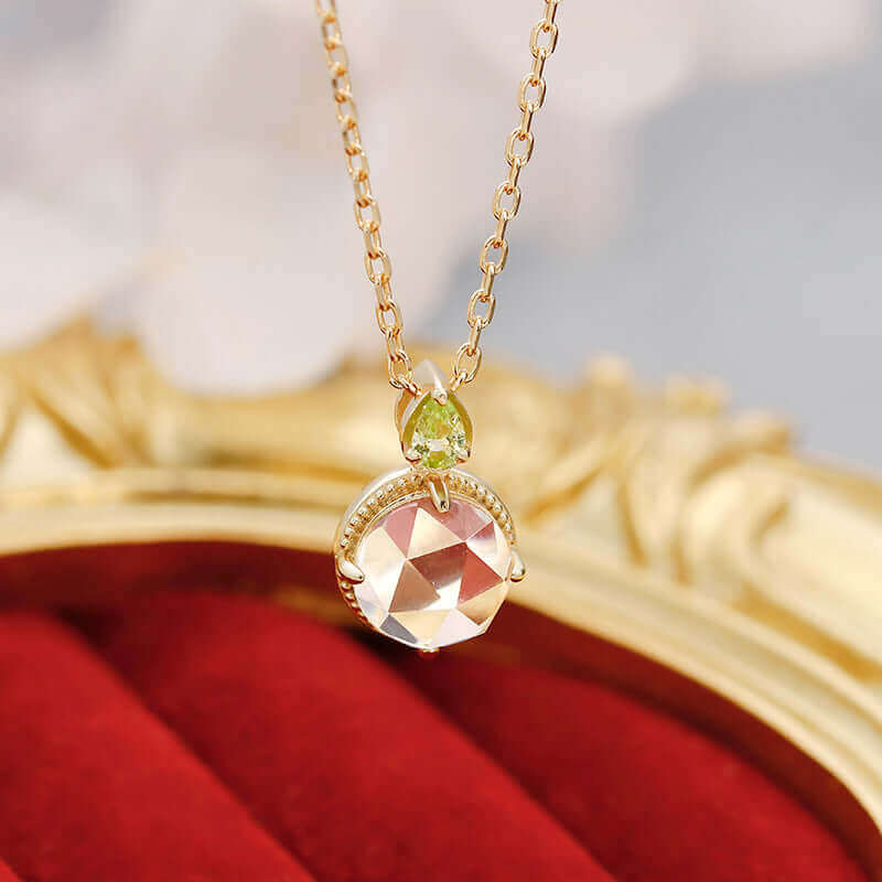Faceted Peridot and Amethyst Green Gemstone Necklace for Women | Elegant Handmade Jewelry Gift for Birthday, Anniversary & Special Occasions | TB2210A