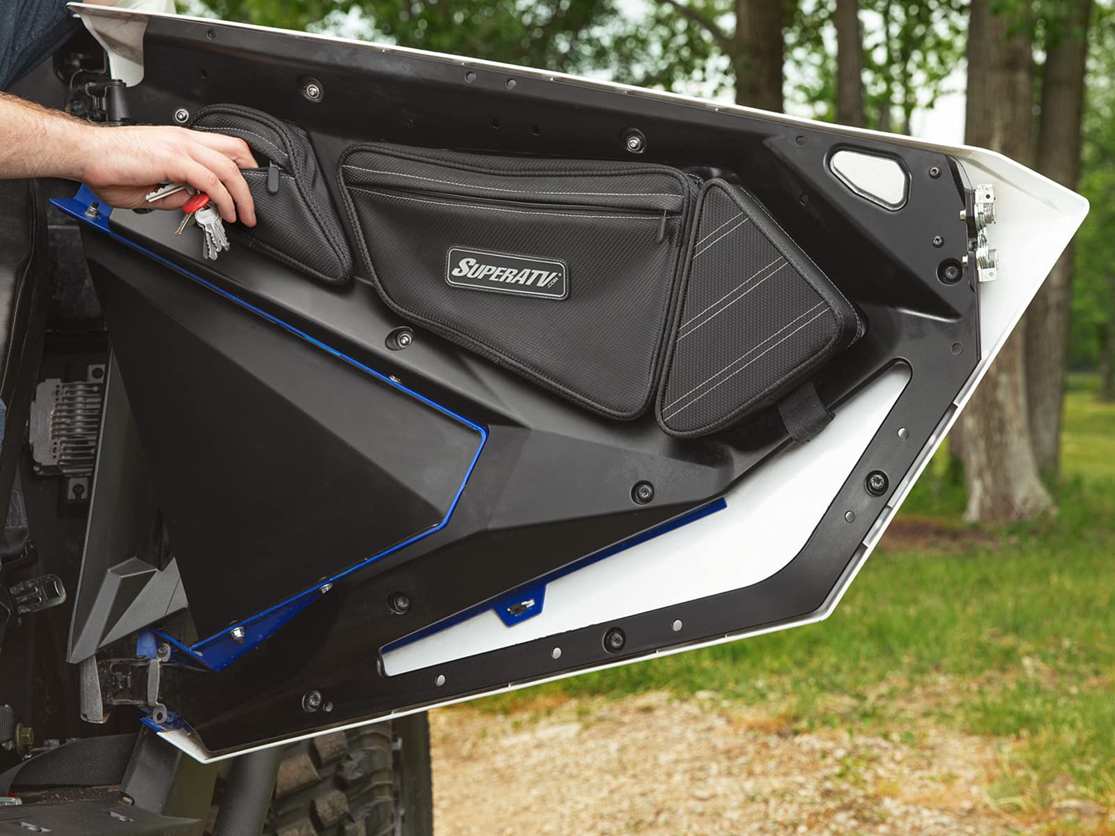 SuperATV Door Storage Bags for 2020-2024 Polaris RZR PRO XP & PRO XP 4 - 2 Pack with Knee Protectors & Mesh Pockets | Fits Stock Polaris RZR Doors | Perfect for Cell Phone, MP3 Player & Gear Storage | Ideal for Off-Roading, Trail Riding & UTV Adventures