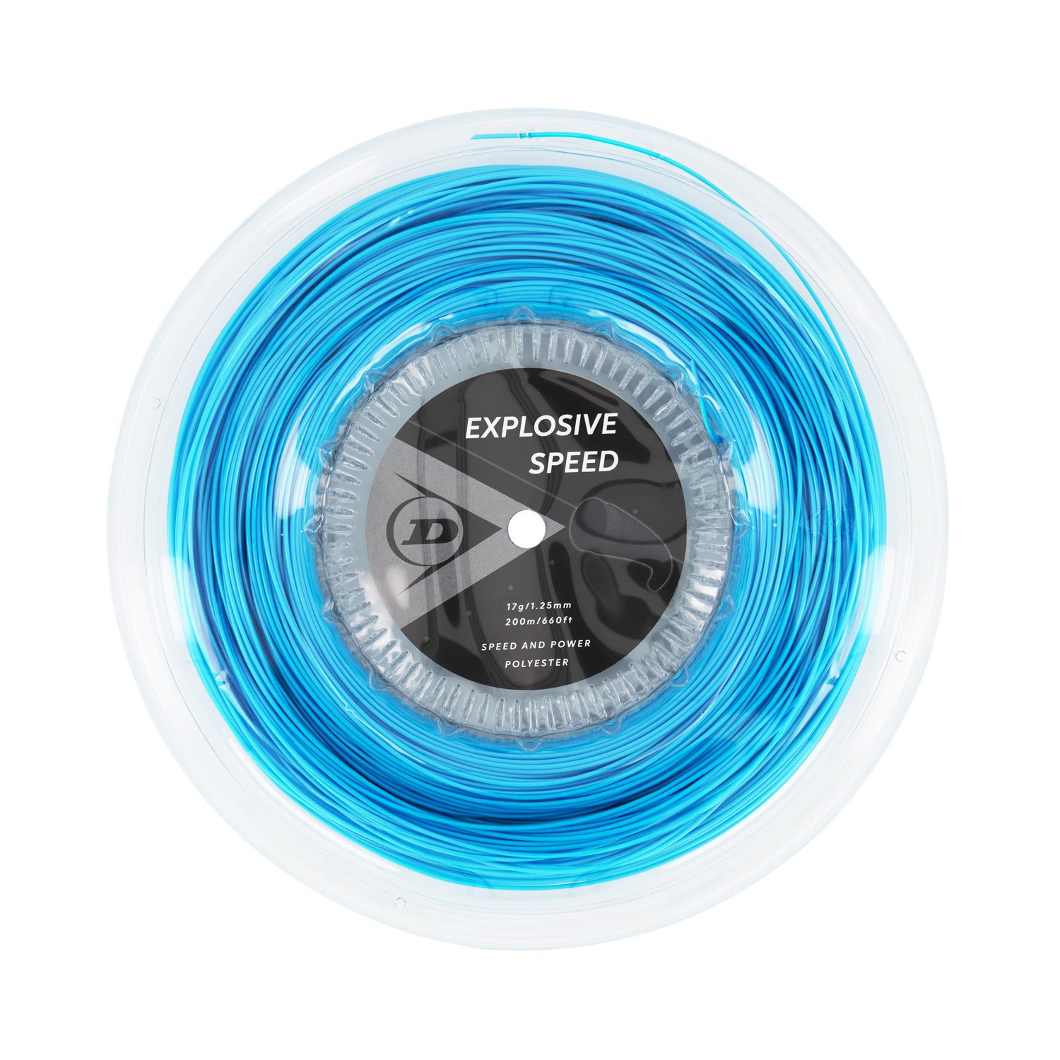 Dunlop Explosive Speed 17/1.25 Tennis String Reel - Blue | High-Performance Polyester String for Tennis Rackets | Perfect for Competitive Play & Stringing Machines