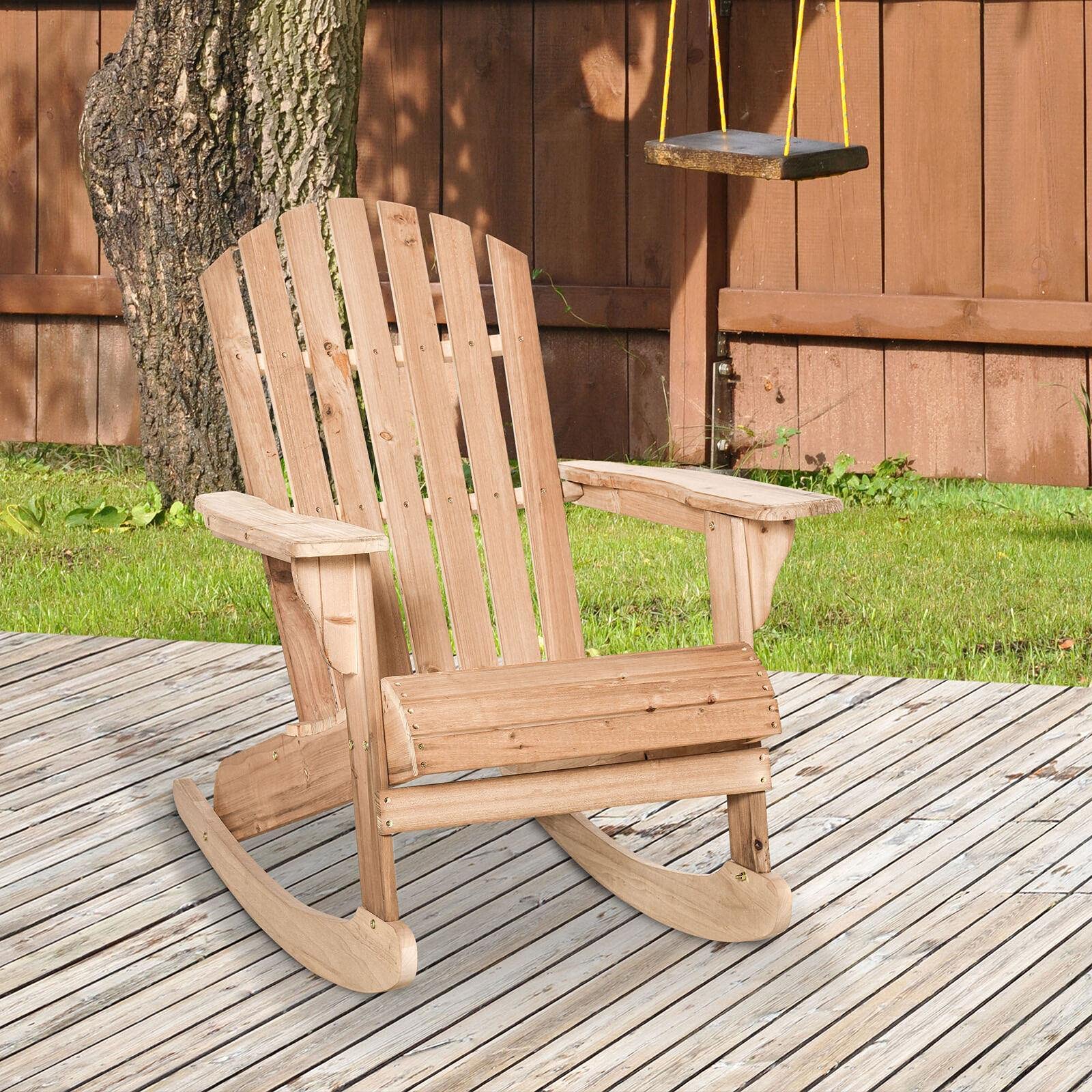 Premium Teak Wood Adirondack Rocking Chair - Weather-Resistant Outdoor Furniture with Slatted Design & Foldable Feature | Perfect for Patio, Garden, Poolside & Backyard Relaxation (2779487)