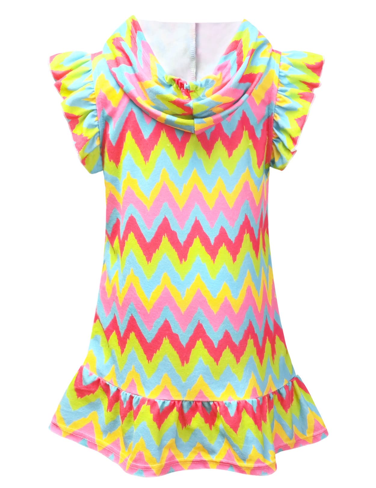 Perfashion Girls' Terry Hooded Zip-Up Swim Cover Up - Soft & Comfortable Beachwear for Kids - Perfect for Pool, Beach & Summer Outings