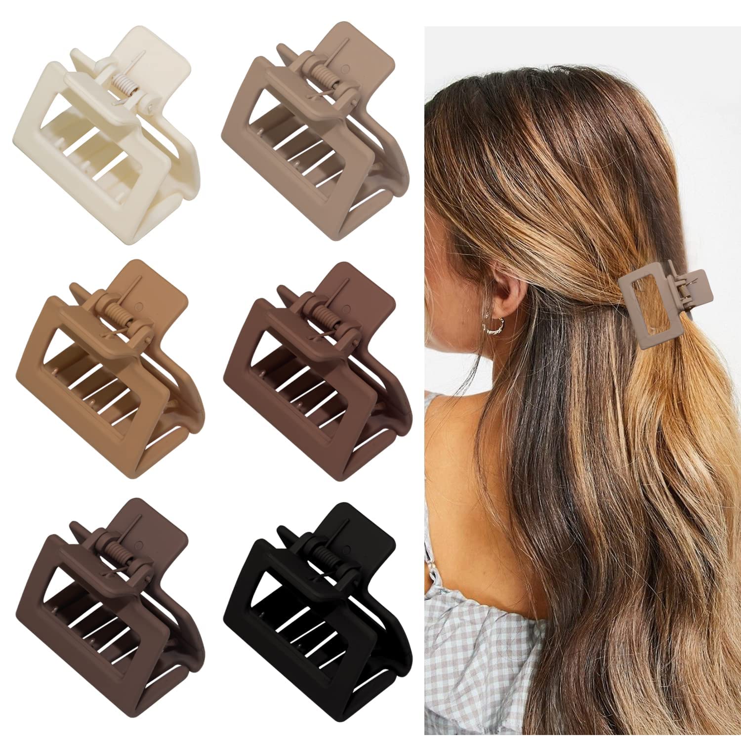 TOTAL HOME 5Pc Korean Small Hair Claw Clips Set - Square Bowtie Shape Hair Clips for Women & Girls, Crab Hairpin Barrettes Fashion Hair Accessories | Perfect for School, Work, Parties & Everyday Styling