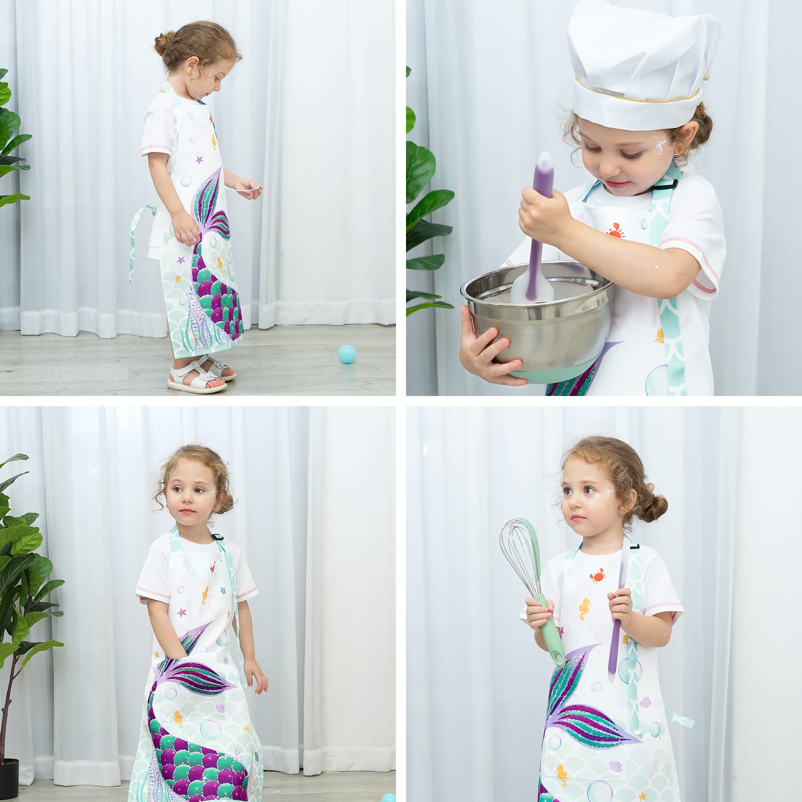 WERNNSAI Waterproof Kids Aprons for Toddlers - Art & Paint Smock for Messy Play, Cooking, and Crafting Activities