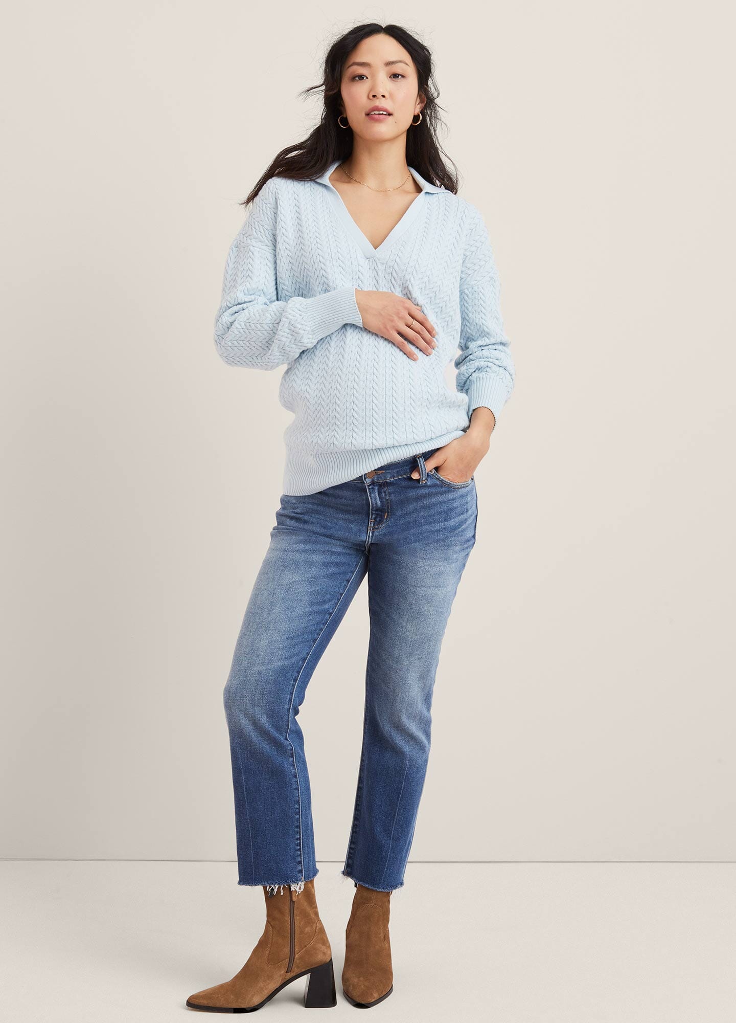 Best Maternity Jeans for Pregnant Women - High Waisted Stretch Denim Pants - Comfortable Pregnancy Clothes for Everyday Wear & Work