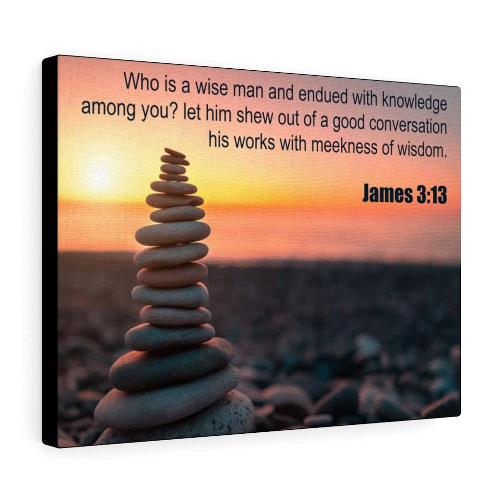Christian Wall Art with Bible Verse James 3:13 - Ready to Hang Scripture Print for Home Decor, Gift for Religious Occasions & Church Events