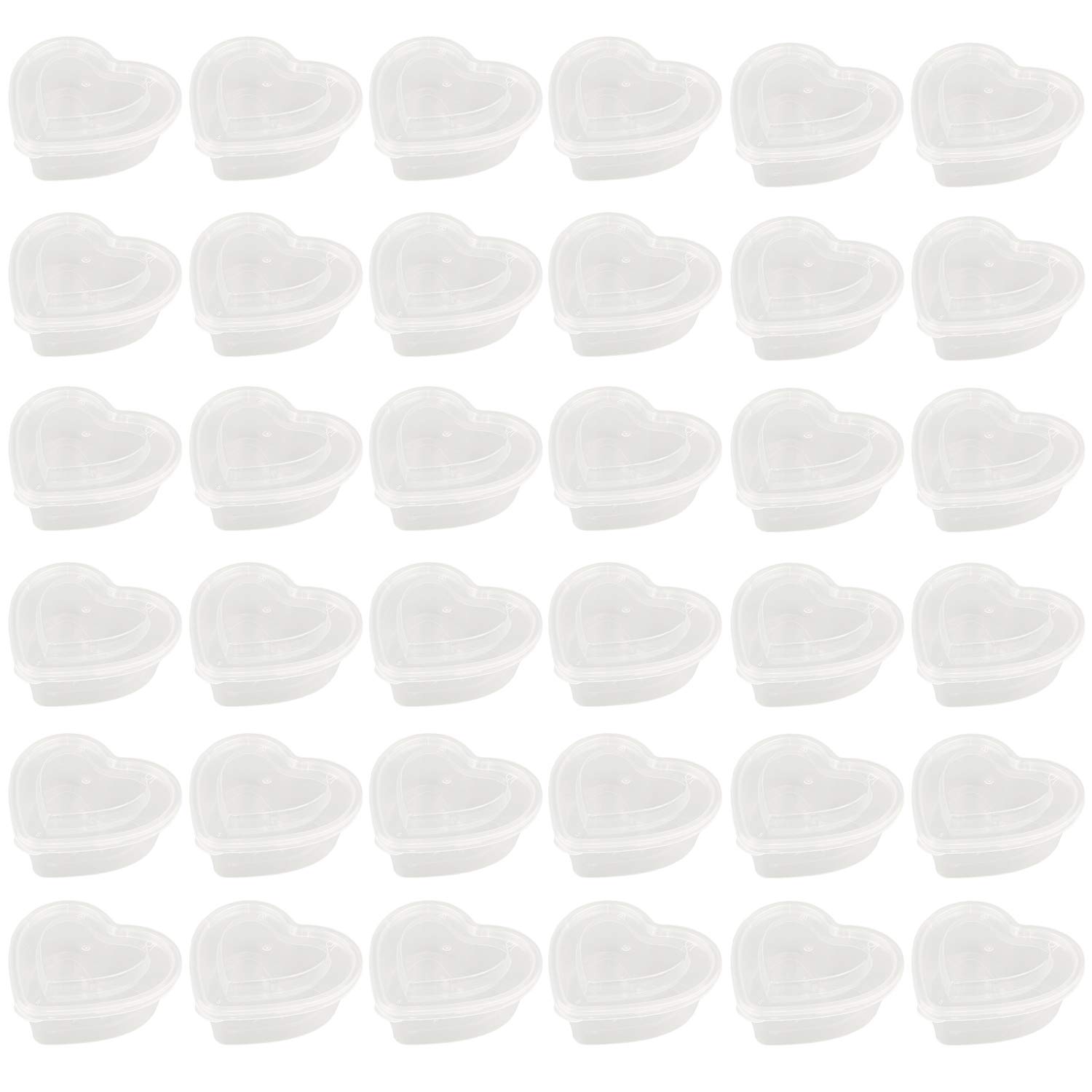 36-Piece 5 oz Heart-Shaped Slime Storage Containers - Clear Plastic Box with Lids for DIY Crafts, Kids' Sensory Play & Party Favors