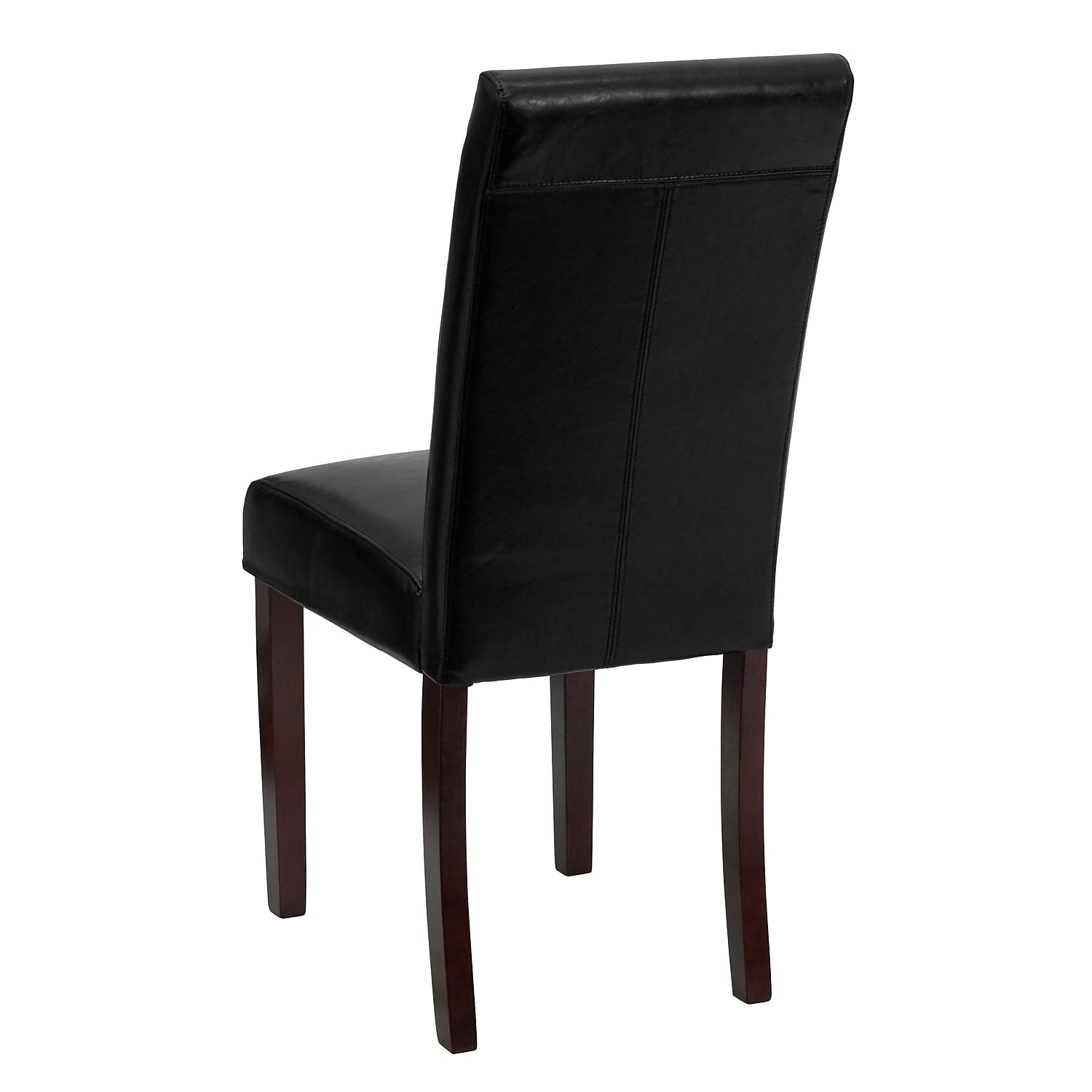 Flash Furniture Godrich Set of 2 Traditional Black LeatherSoft Upholstered Panel Back Parsons Dining Chairs - Elegant Dining Room Seating for Home, Restaurant or Office Use