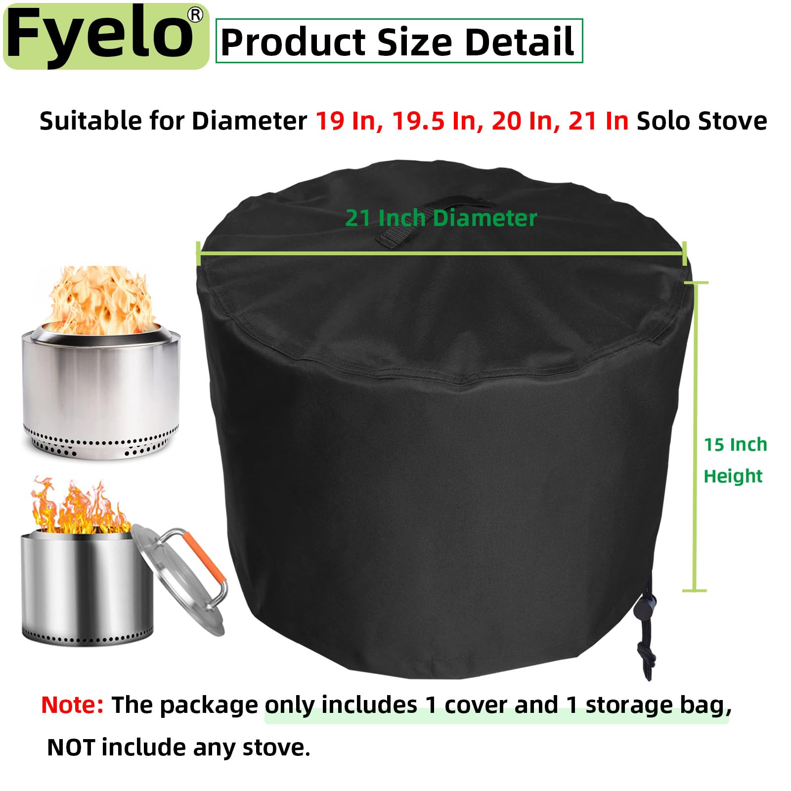 Solo Stove Bonfire 2.0 Fire Pit Cover - 20 Inch & 19.5 Inch Waterproof 600D Outdoor Camping Stove Cover - All Weather Resistant Black - Perfect for Patio, Backyard, and Camping Use