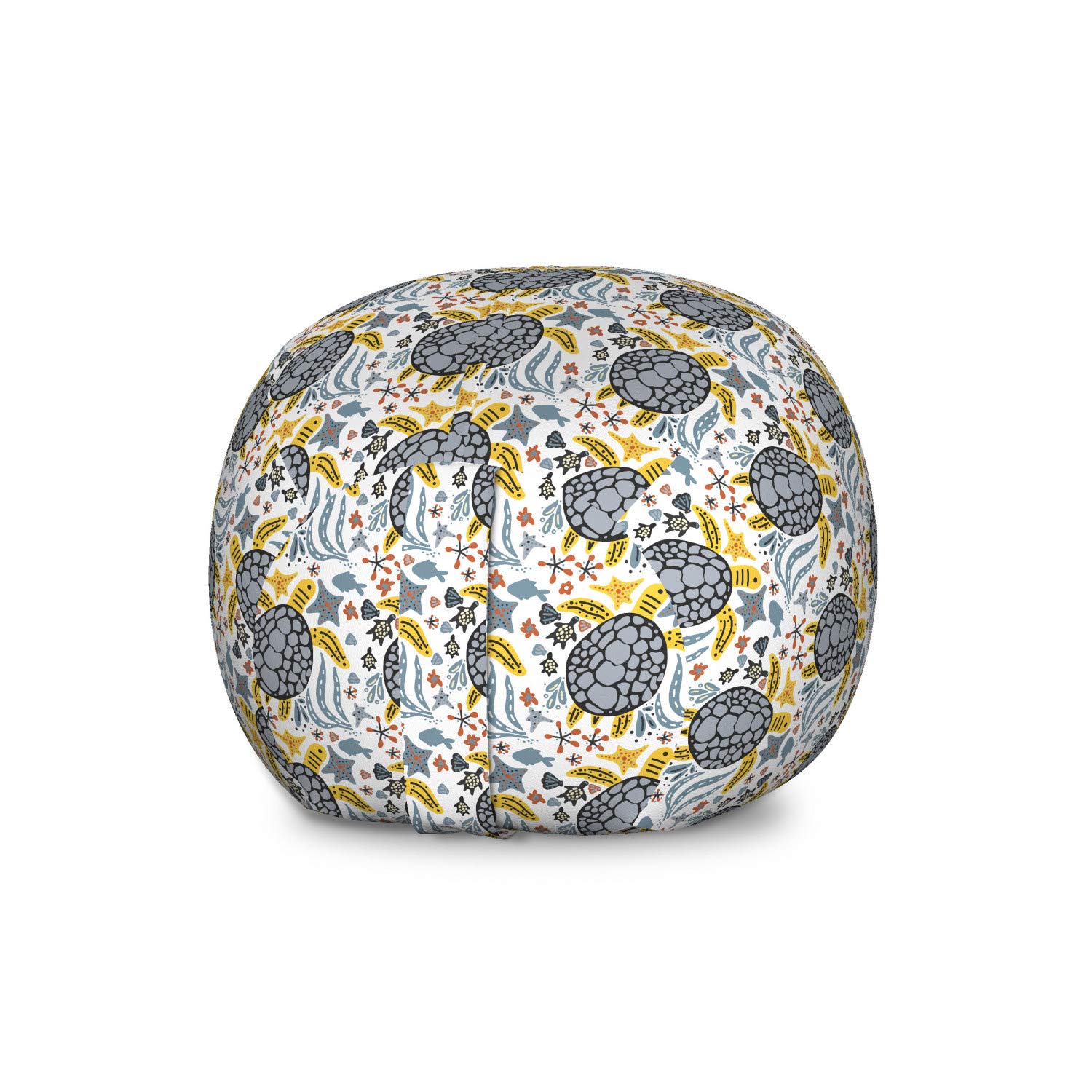 Ambesonne Turtle Storage Toy Bag Chair - Hand Drawn Ocean Fauna Pattern with Tortoise Shells & Starfish - Large Washable Stuffed Animal Organizer - Multicolor - Perfect for Kids' Room, Nursery, Playroom & Beach Toy Storage