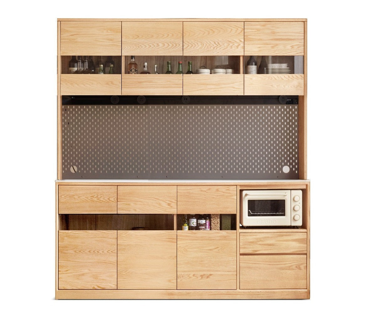 Modern Oak Solid Wood Sideboard Buffet Cabinet - Stylish Storage for Dining Room, Living Room & Entryway