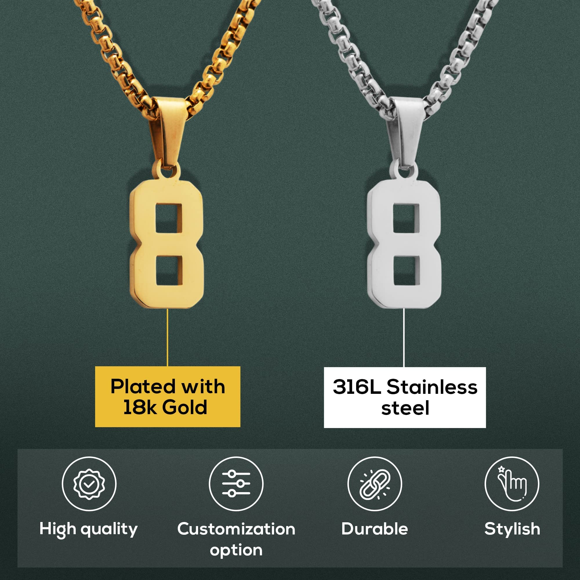 Custom Jersey Number Necklace Personalized 00-99 - Baseball Football Softball Sports Jewelry Gift for Seniors Players & Fans - Perfect for Games, Graduation & Team Spirit
