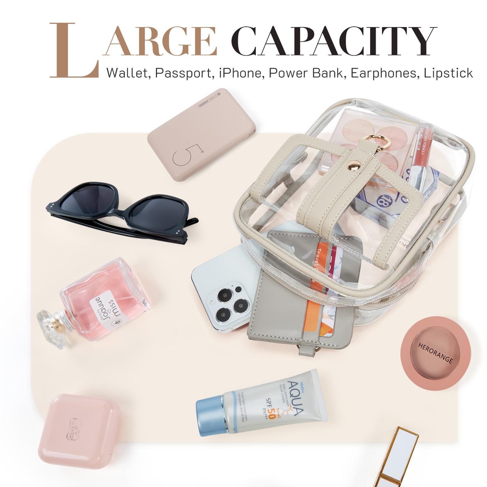 Missnine Clear Crossbody Bag for Women - Small Transparent Purse for Concerts, Stadium Events & Music Festivals - Perfect for Security Checks & Hands-Free Style