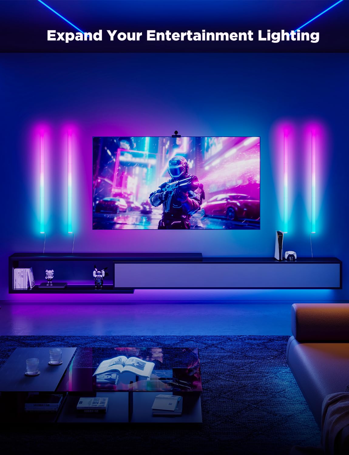 Govee Glide RGBIC Smart LED Wall Lights - 2 Panels Set (3 Sections Each) with Alexa & Google Assistant, Gaming Room & Bedroom Lighting for Ambient & Decorative Mood