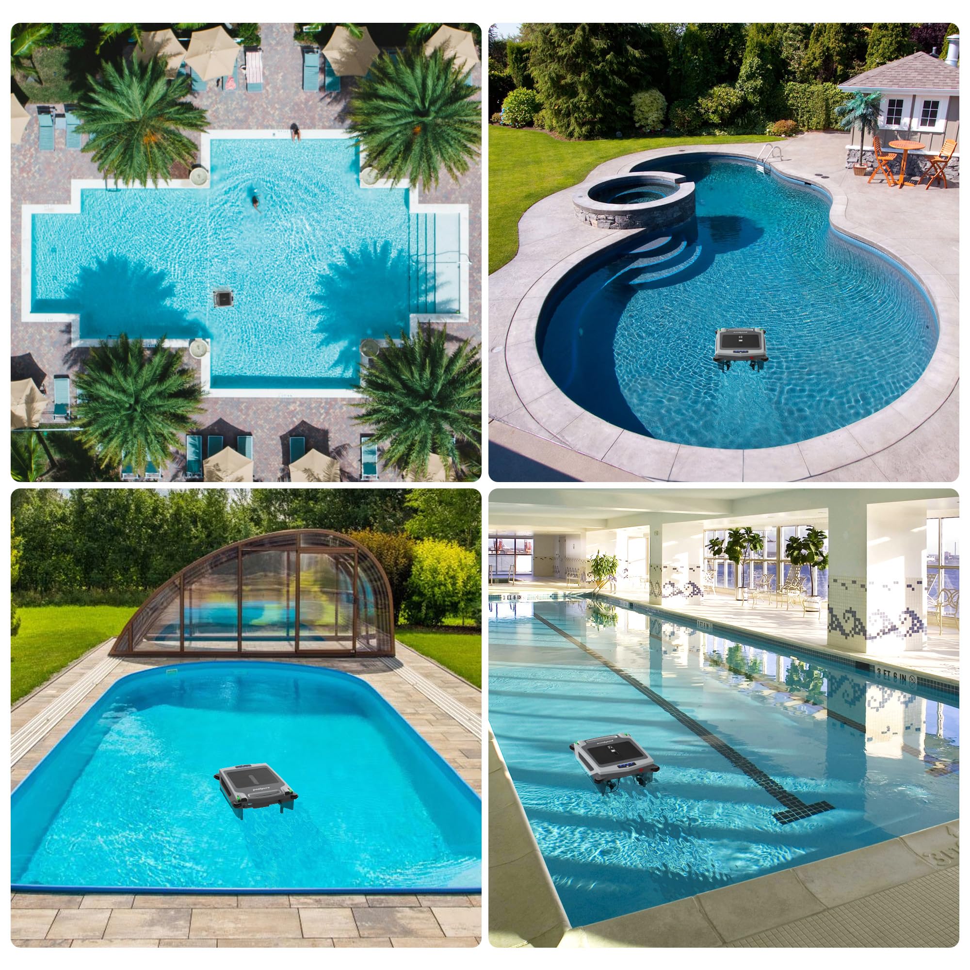 POOLPURE Solar Powered Automatic Pool Skimmer Robot - Twin Motor Surface Cleaner for Inground & Above Ground Pools | Efficient Debris Removal for Leaves, Bugs & Pollen | Ideal for Backyard, Vacation Homes & Commercial Pools