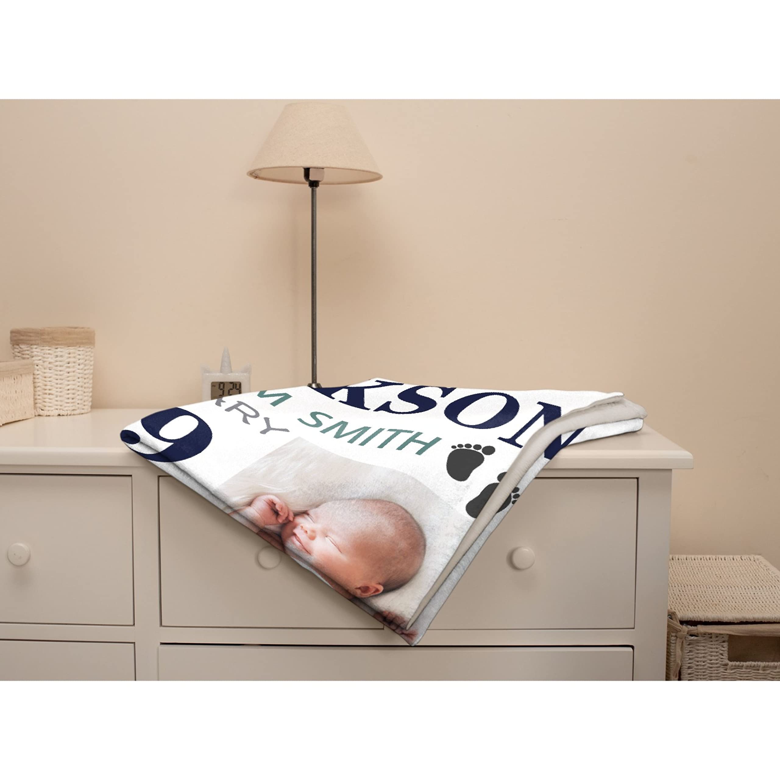 Personalized Baby Blanket with Custom Name, Birth Date & Time - 120