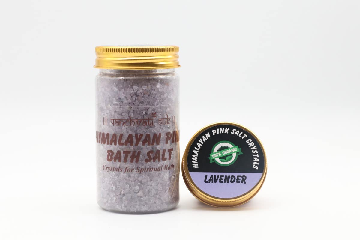 **PANCHVATI HUB Pure & Natural Lavender Bath Salt for Relaxation, Muscle Pain Relief & Aromatherapy – 200g (Pack of 1) | Soothing Sea Salt for Stress Relief, Sleep Aid & Spa-Like Bath Experience**