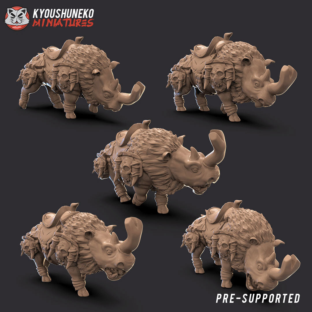 Black Orc Riders Miniature Set - 5 Detailed Fantasy Orc Warrior Figures for Tabletop RPG, Warhammer & D&D Games - Perfect for Battle Scenes, Army Building & Collectors