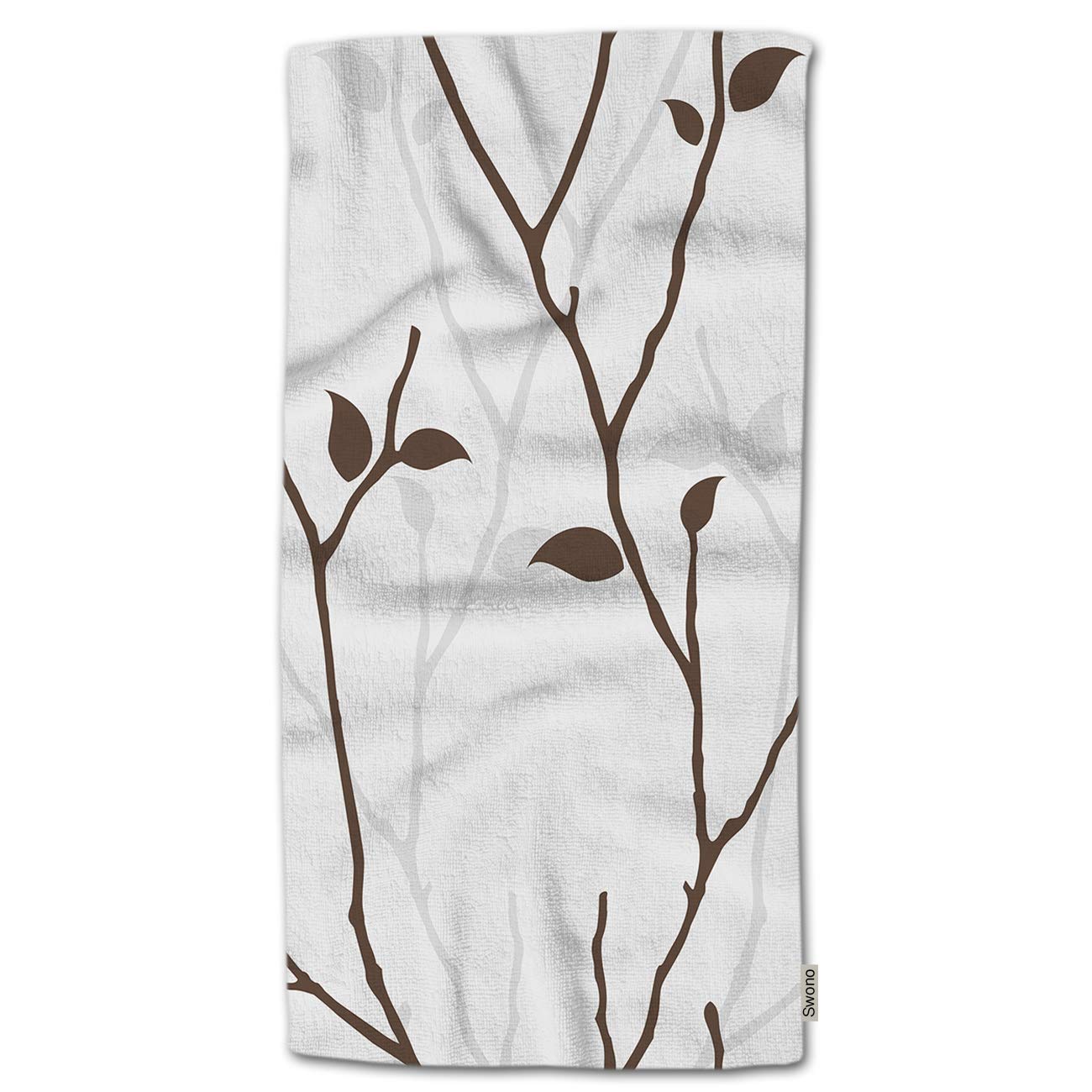 Swono Brown Tree Branches with Leaves Hand Towel - 30
