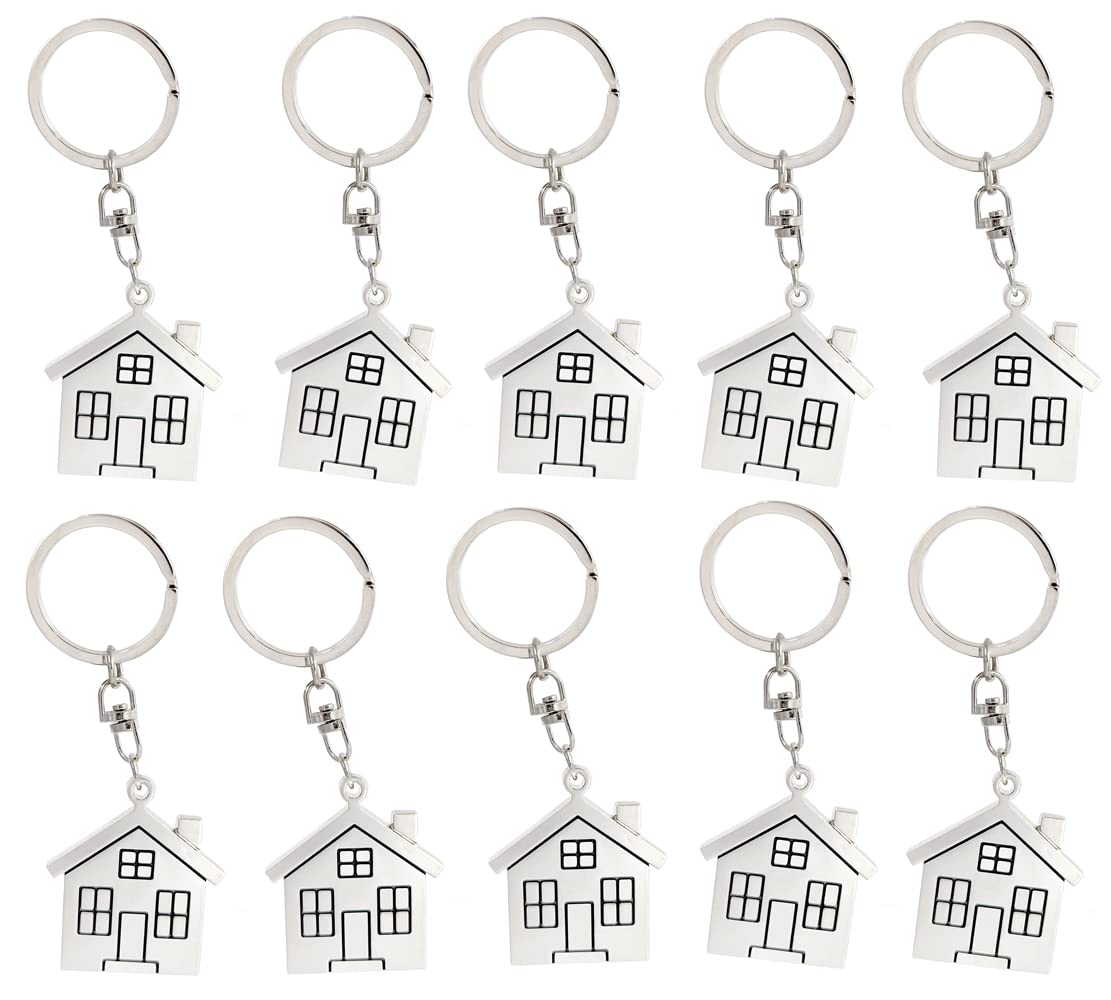 Stamped Metal House Keychain - Elegant Keyring with Custom House Pendant Charm - Perfect Real Estate Closing Gift for Homeowners & Housewarming Present - Ideal for New Homeowners, Realtor Gifts, and House Keys Organization