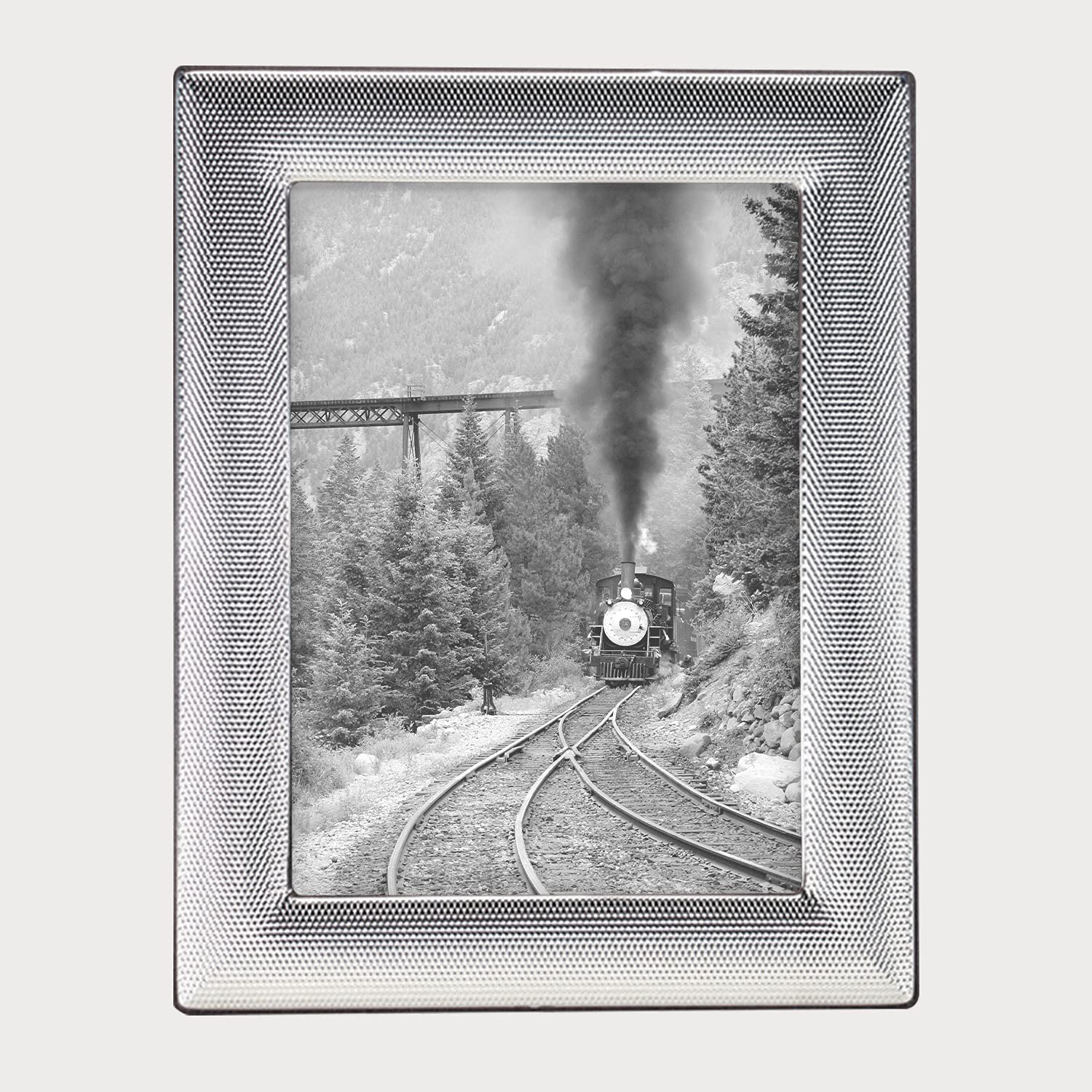TIZO 8x10 Inch Silver Mesh Border Photo Frame - Premium Sterling Silver 925 Decorative Picture Frame for Wall Display | Perfect for Home Decor, Wedding Photos, and Office Art